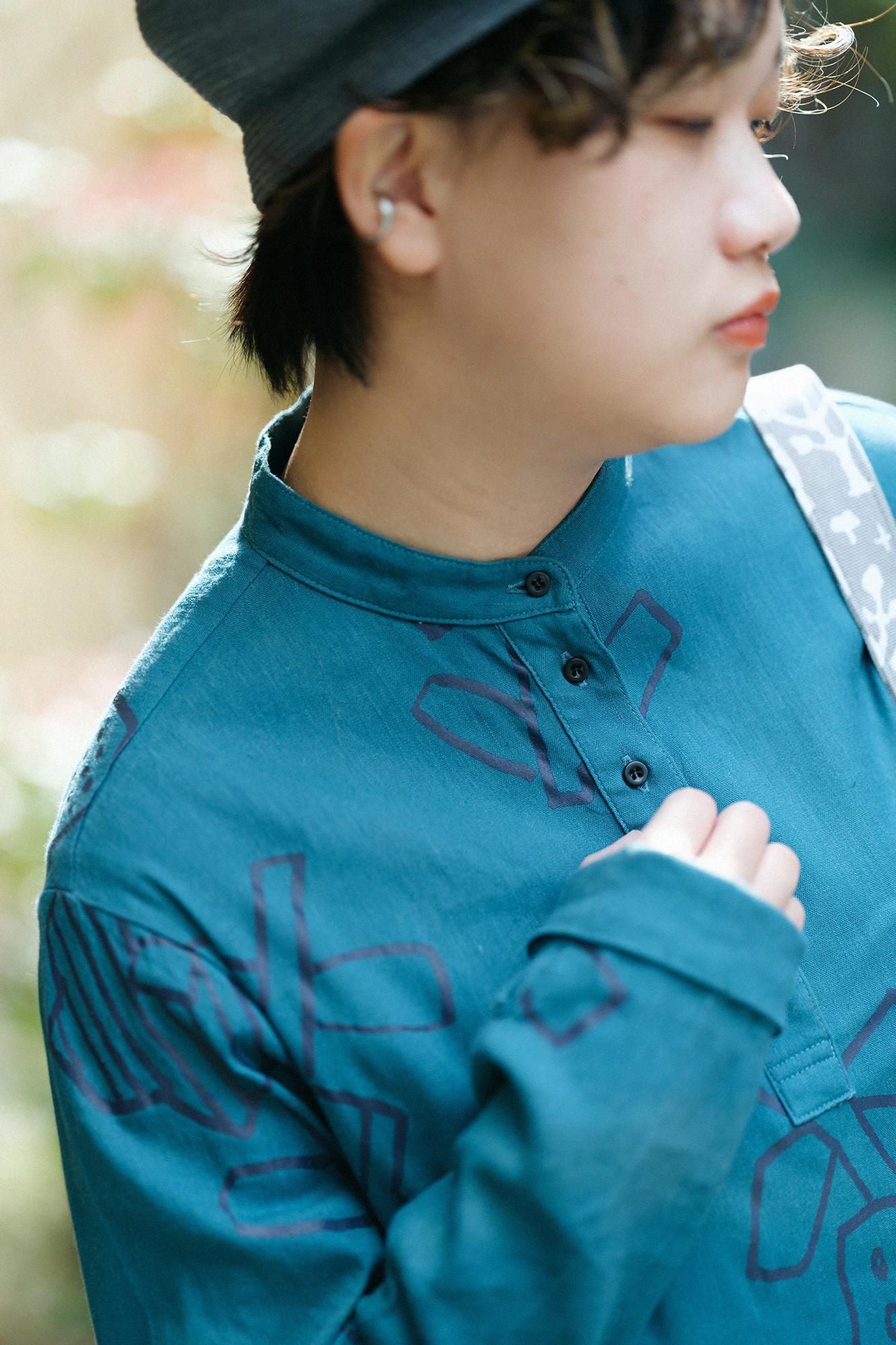 大麻人造丝自行车连衣裙/哈纳纳奇拉西鸭羽毛颜色(Kamono Hirao)