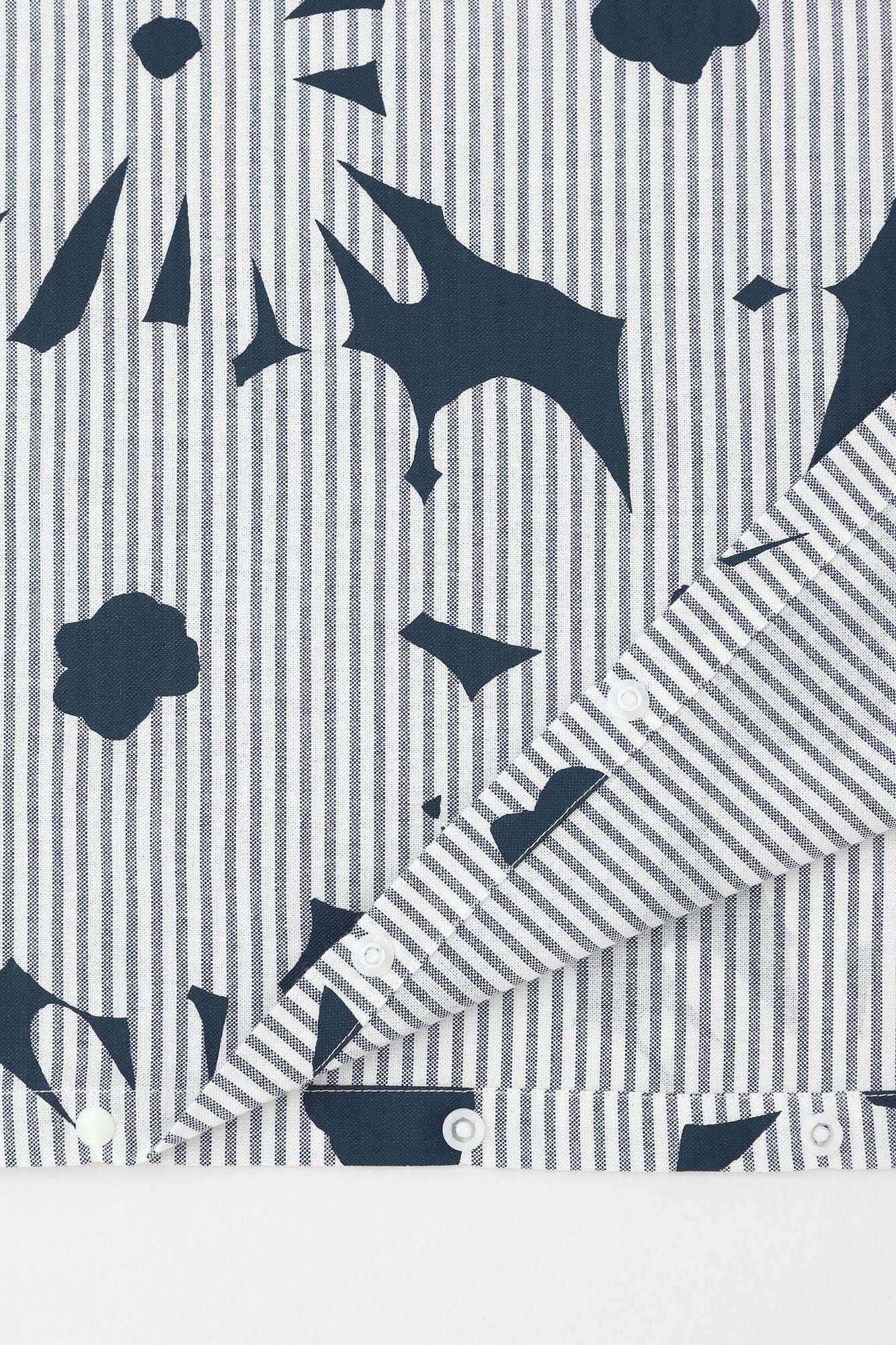 Cotton Japanese Paper BIKE One-piece Dress/Oraka Light Blue Striped(MizuiroNeEncyclopedia)