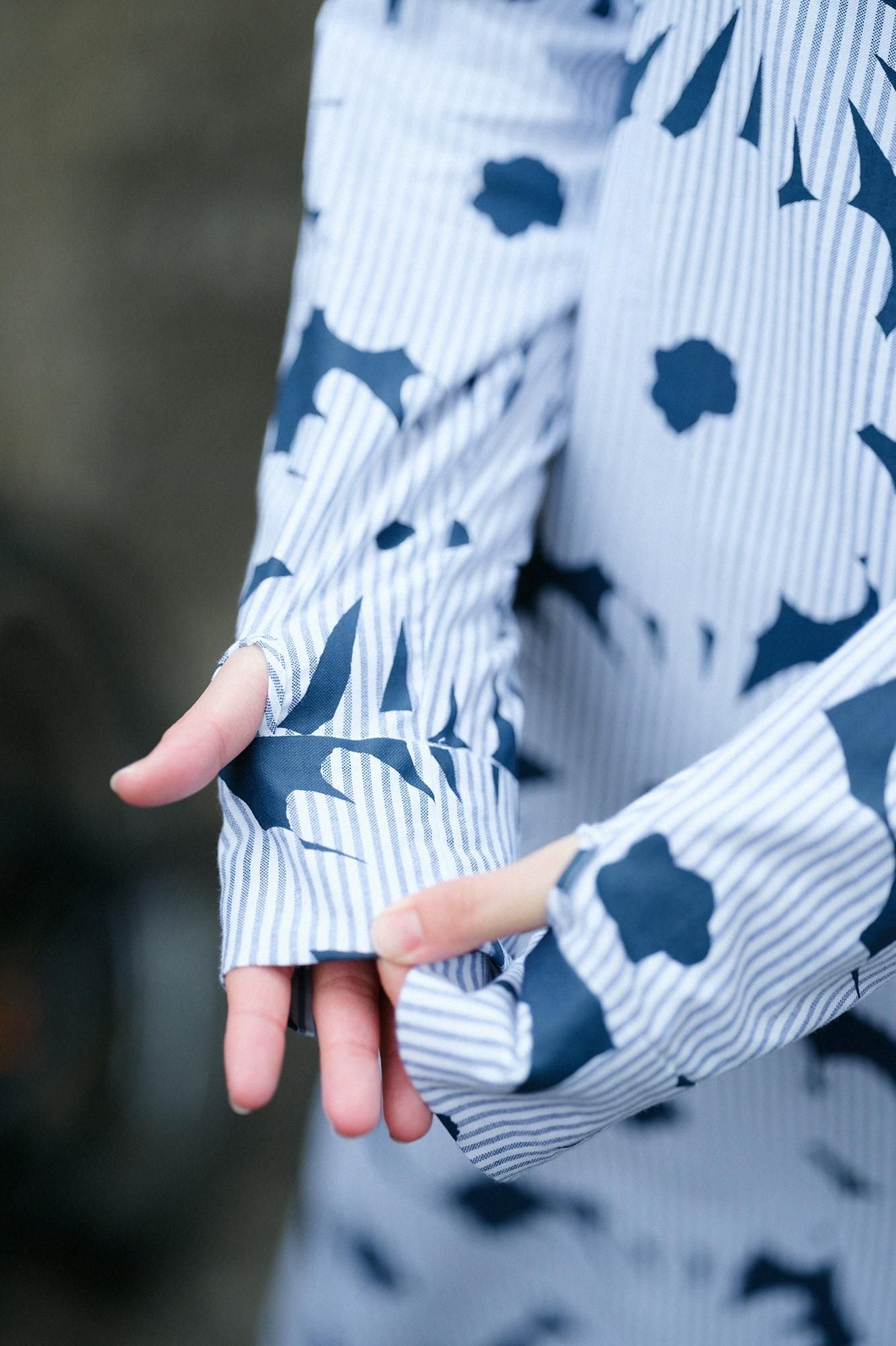 Cotton Japanese Paper BIKE One-piece Dress/Oraka Light Blue Striped(MizuiroNeEncyclopedia)