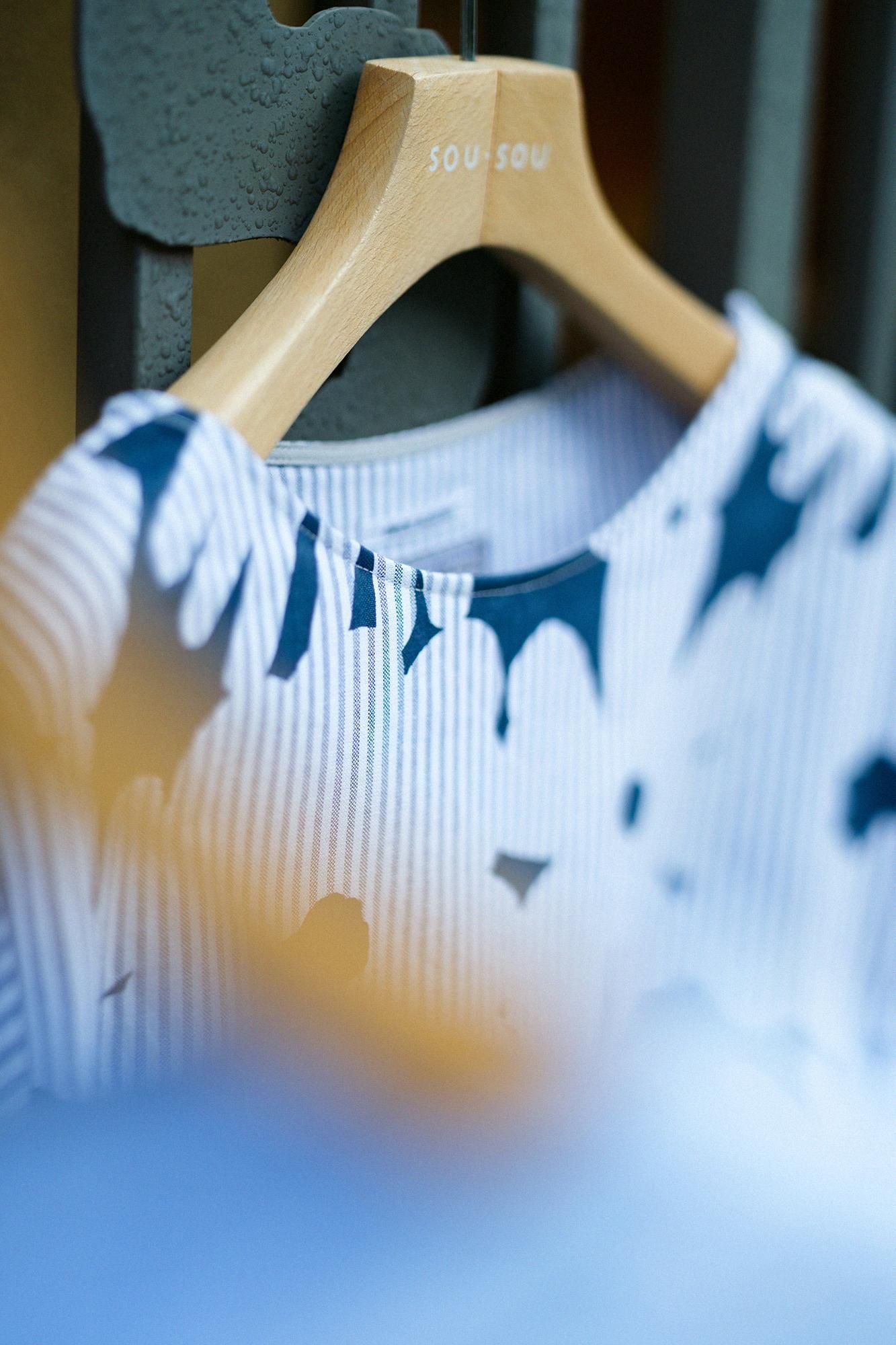 Cotton Japanese Paper BIKE One-piece Dress/Oraka Light Blue Striped(MizuiroNeEncyclopedia)