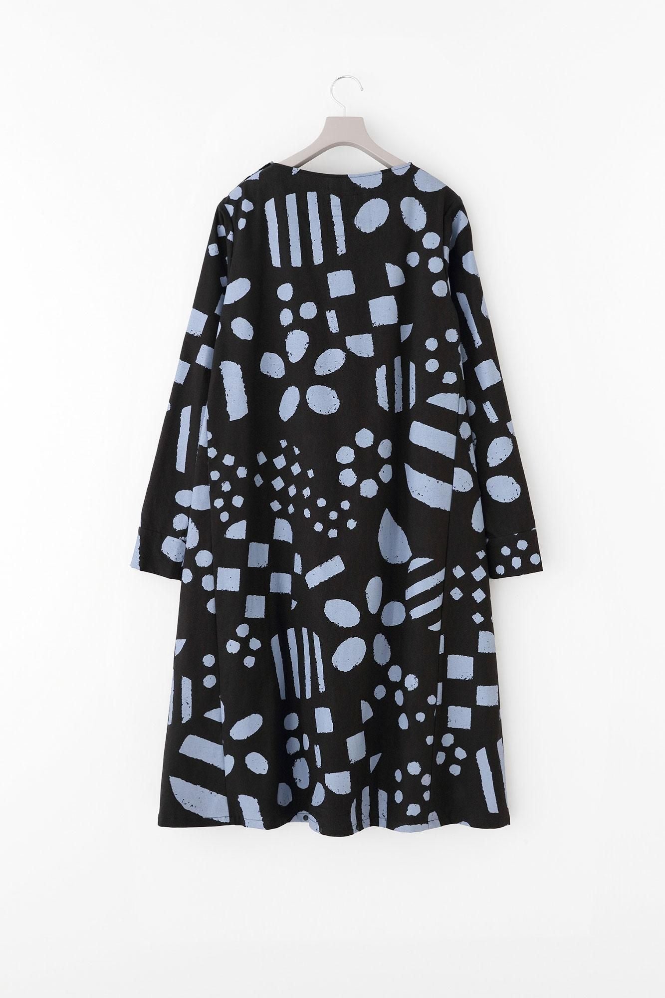 Cotton Japanese Paper Blend BIKE One-piece Dress / Spring Buds Sunny Black