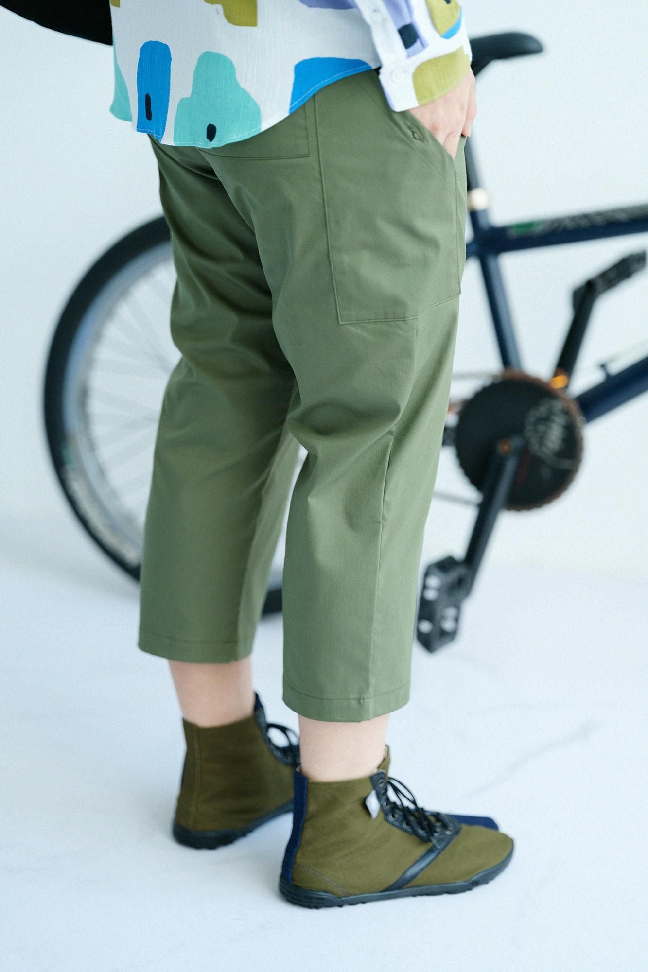 斜紋織 BIKE 七分褲/橄欖綠