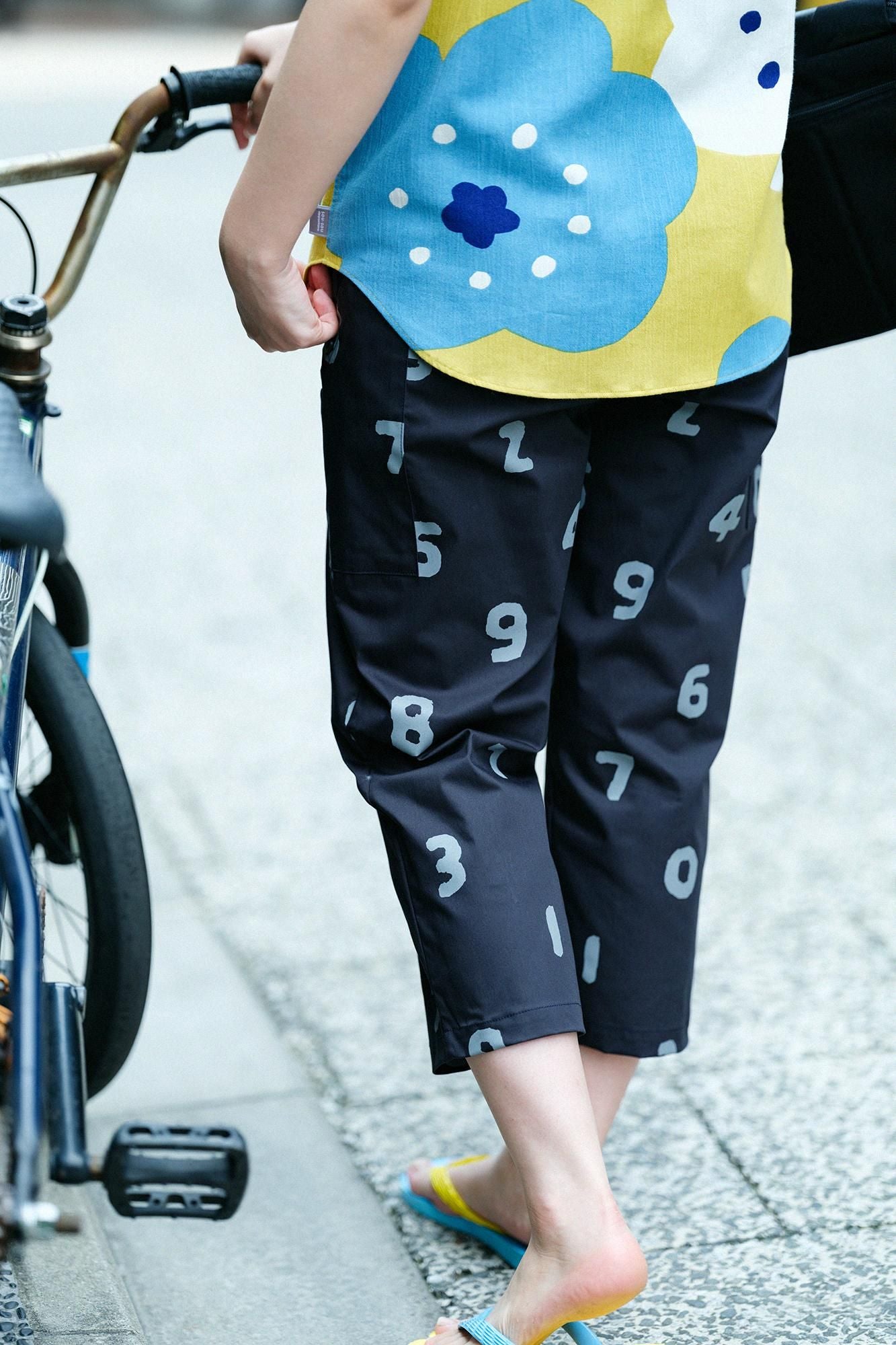 【期間限定10%OFF】斜紋BIKE 七分褲/SO-SU-U十數黑藍色(※預計於4月29日~5月2日左右發貨)