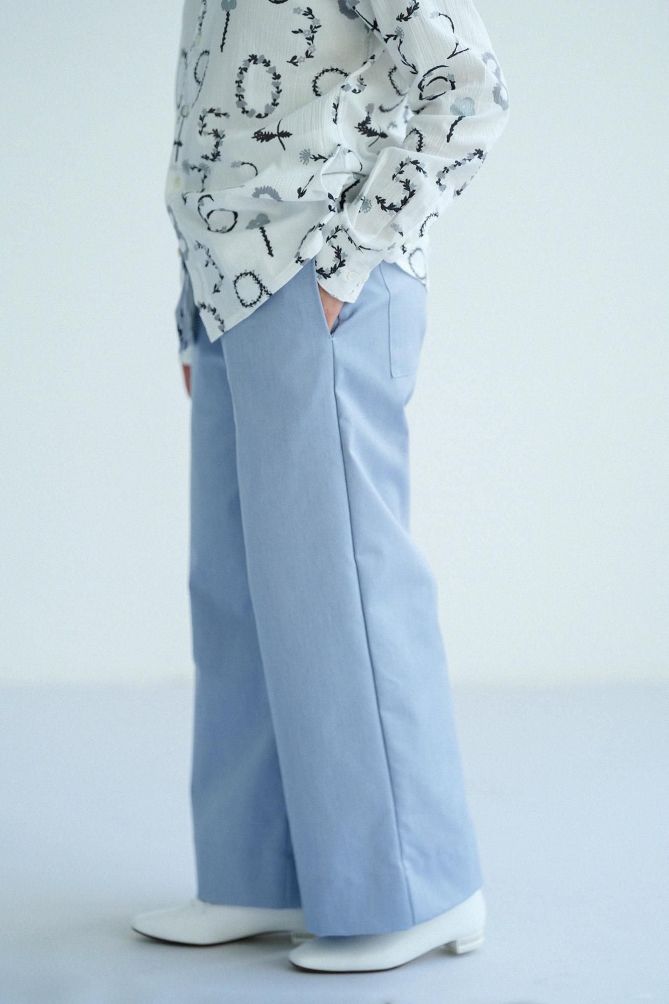 Oxford Fabric Wide Pants / Pale Blue