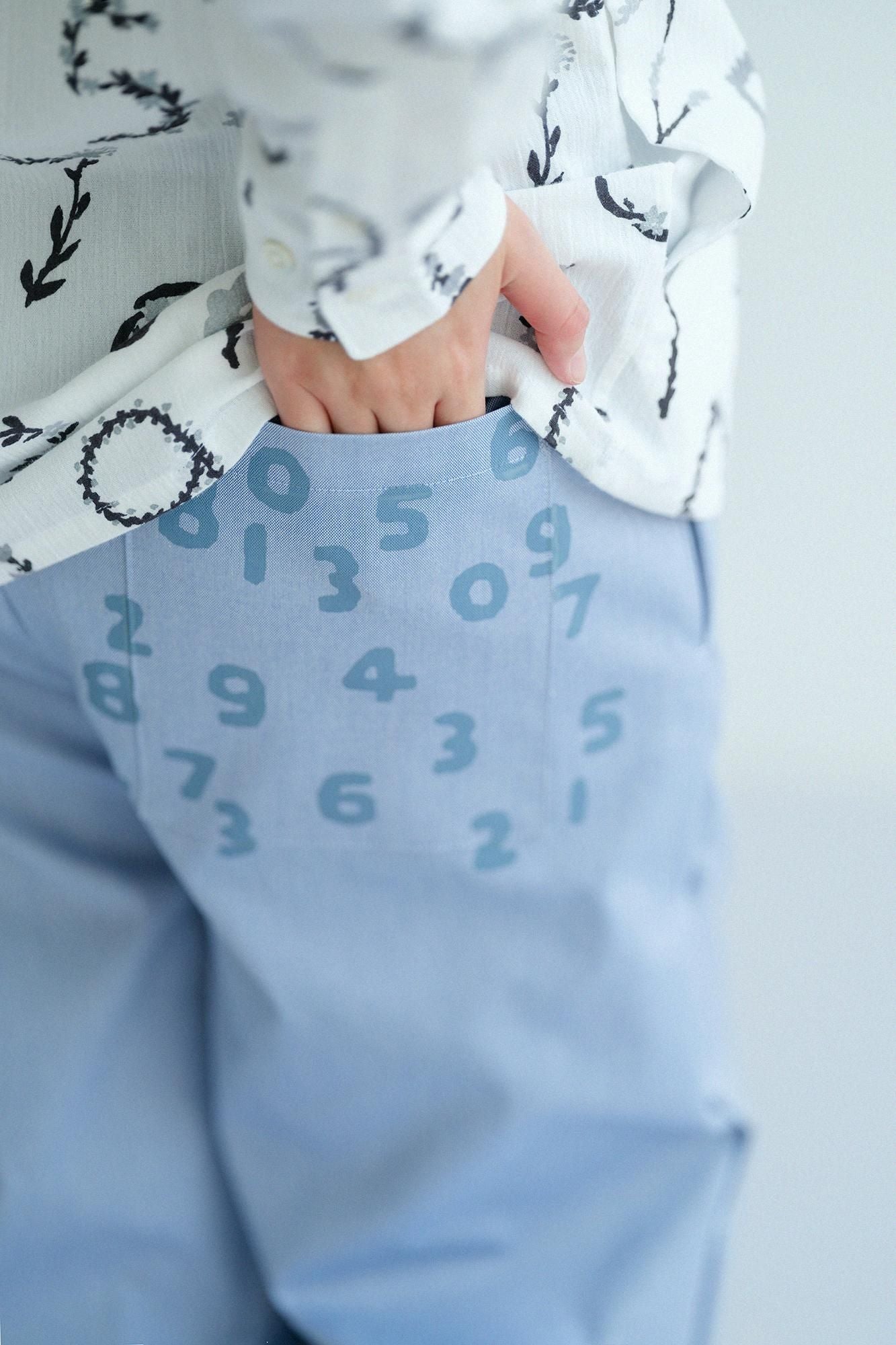 Oxford Fabric Wide Pants / Pale Blue