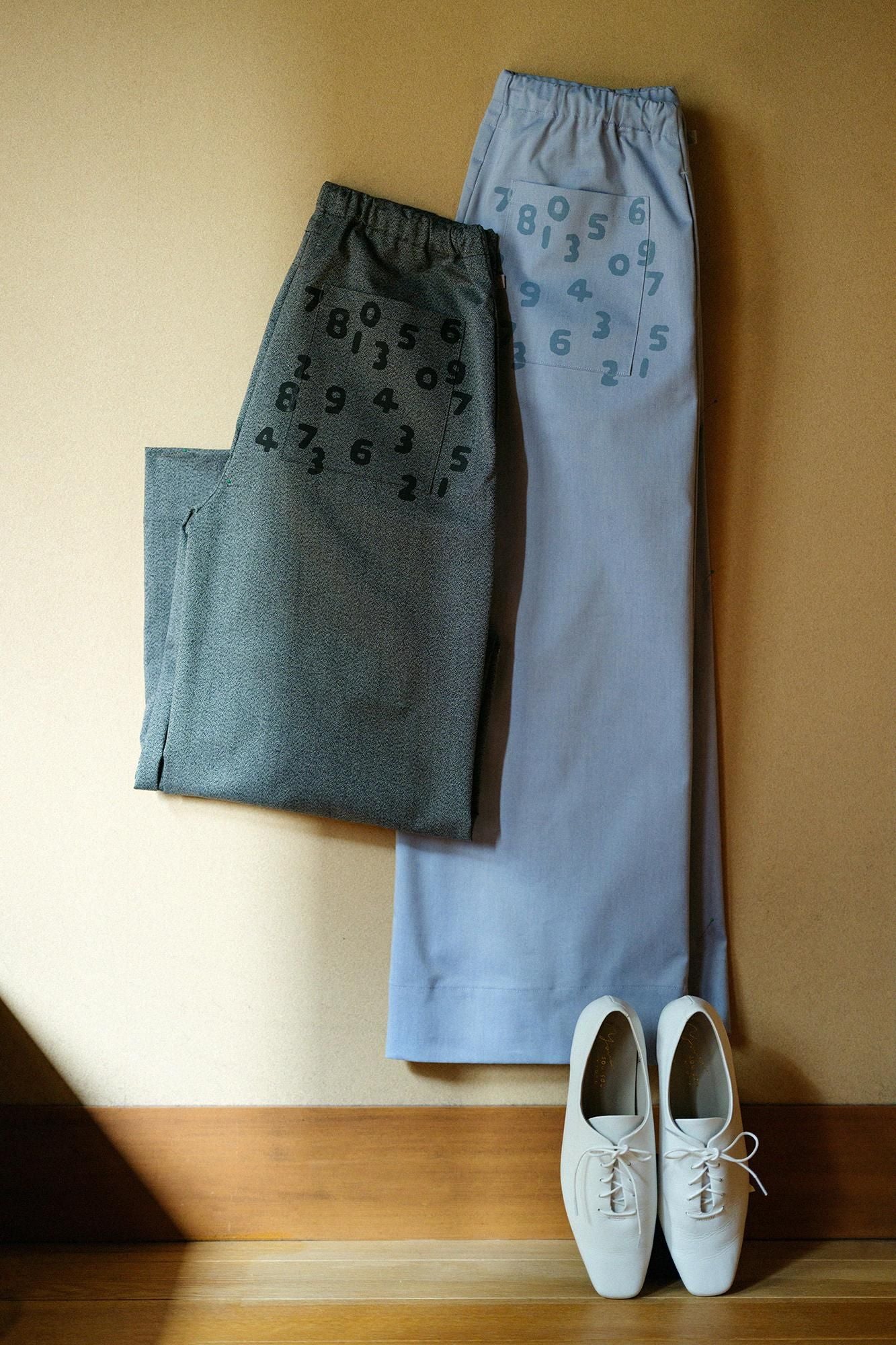 Oxford Fabric Wide Pants / Pale Blue