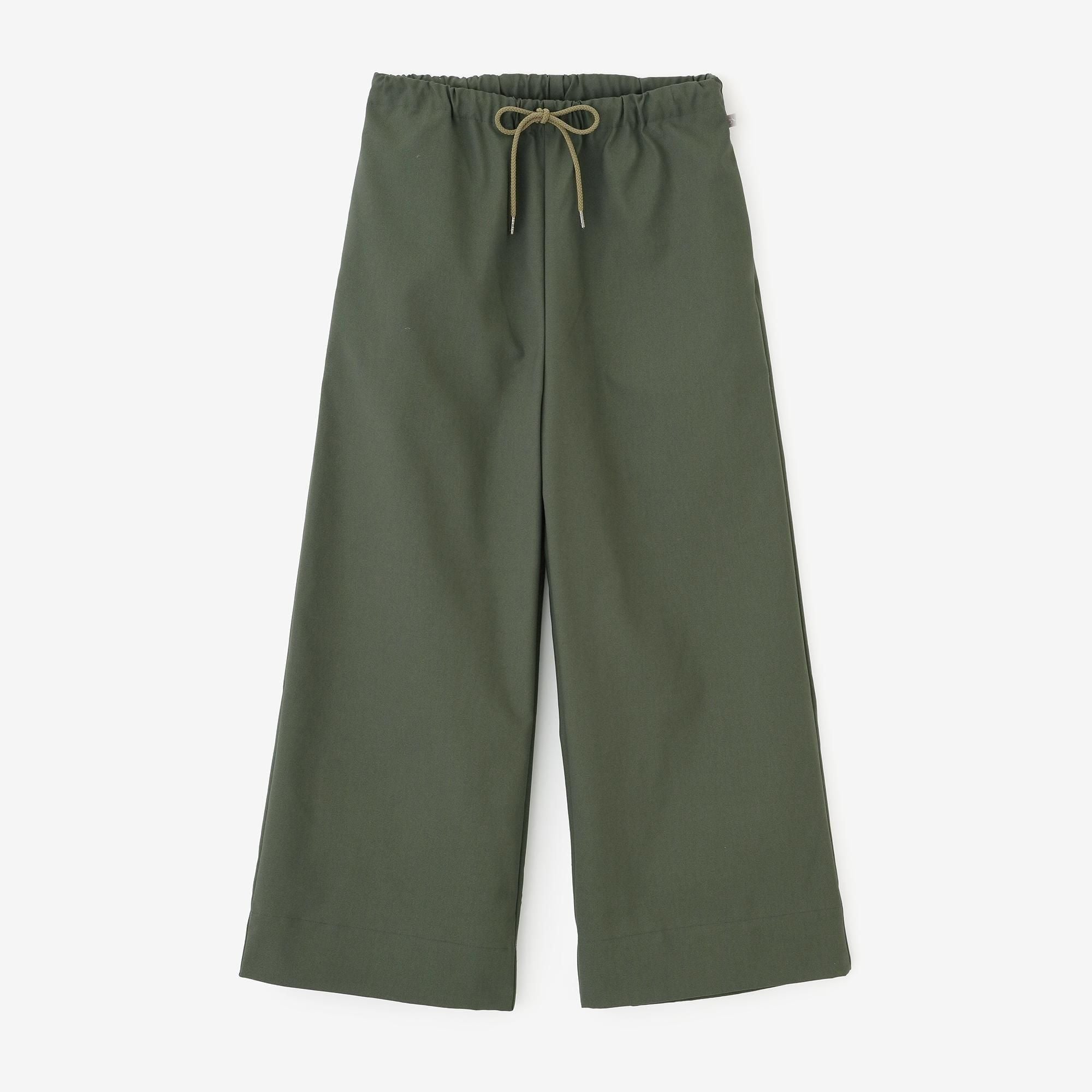 Stretch Oxford Fabric Wide Pants / Moss Green