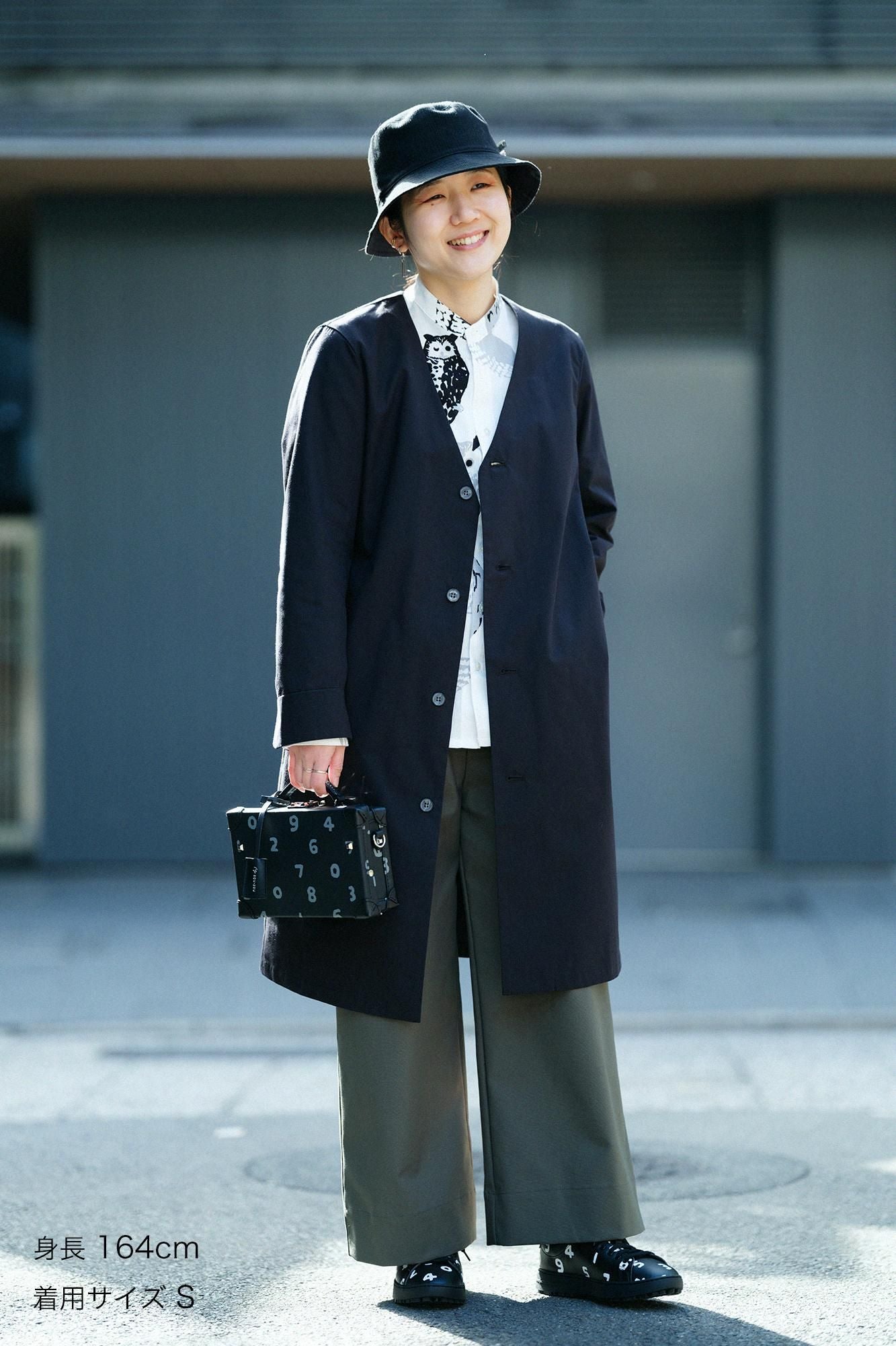 Stretch Oxford Fabric Wide Pants / Moss Green