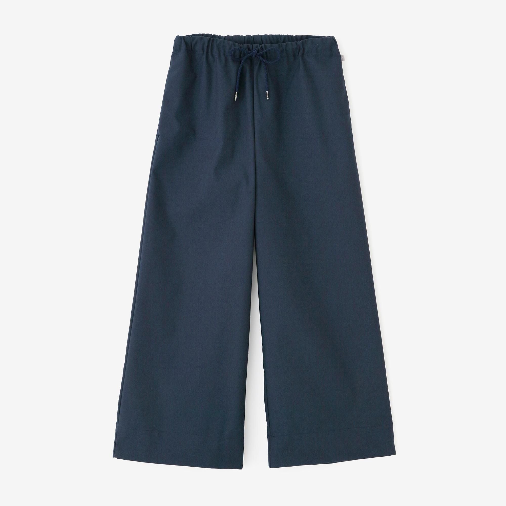 Stretch Oxford Fabric Wide Pants / Dark Blue