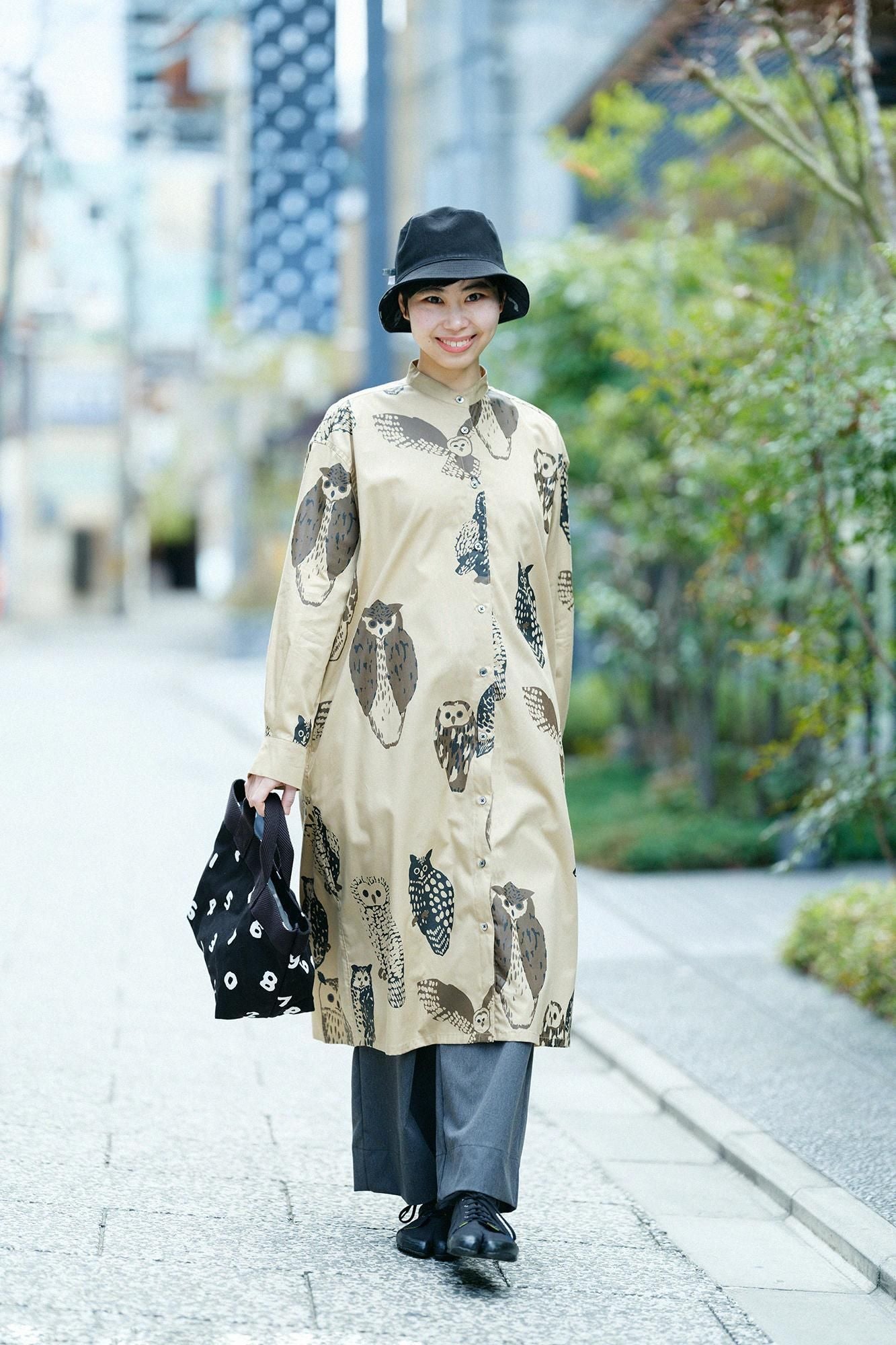Coton Tencel Grand Shirt Robe / Owl Hashiba Miiro
