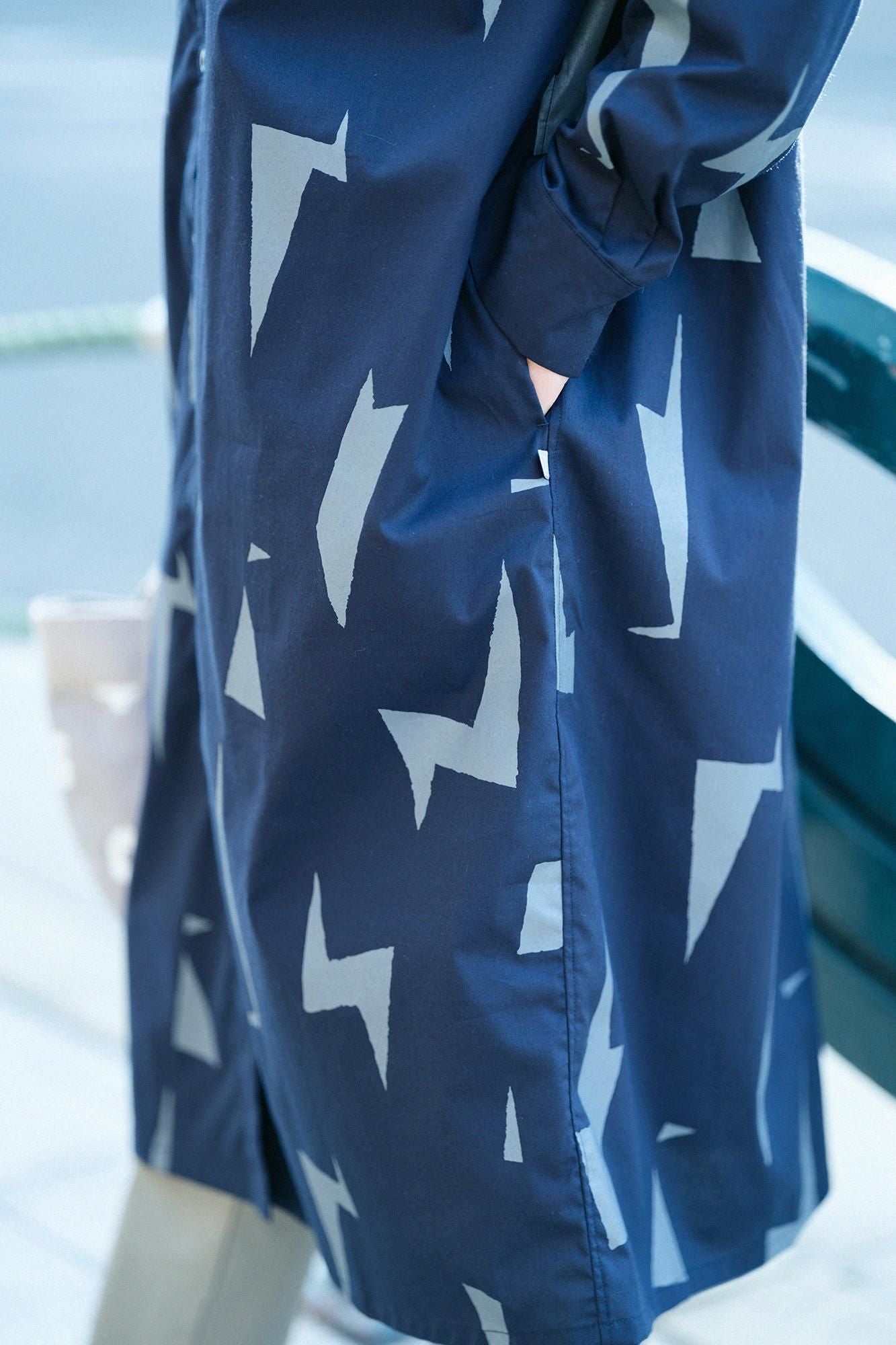 Cotton Tencel Gran Shirt Dress / Thunderbolt Dark Blue