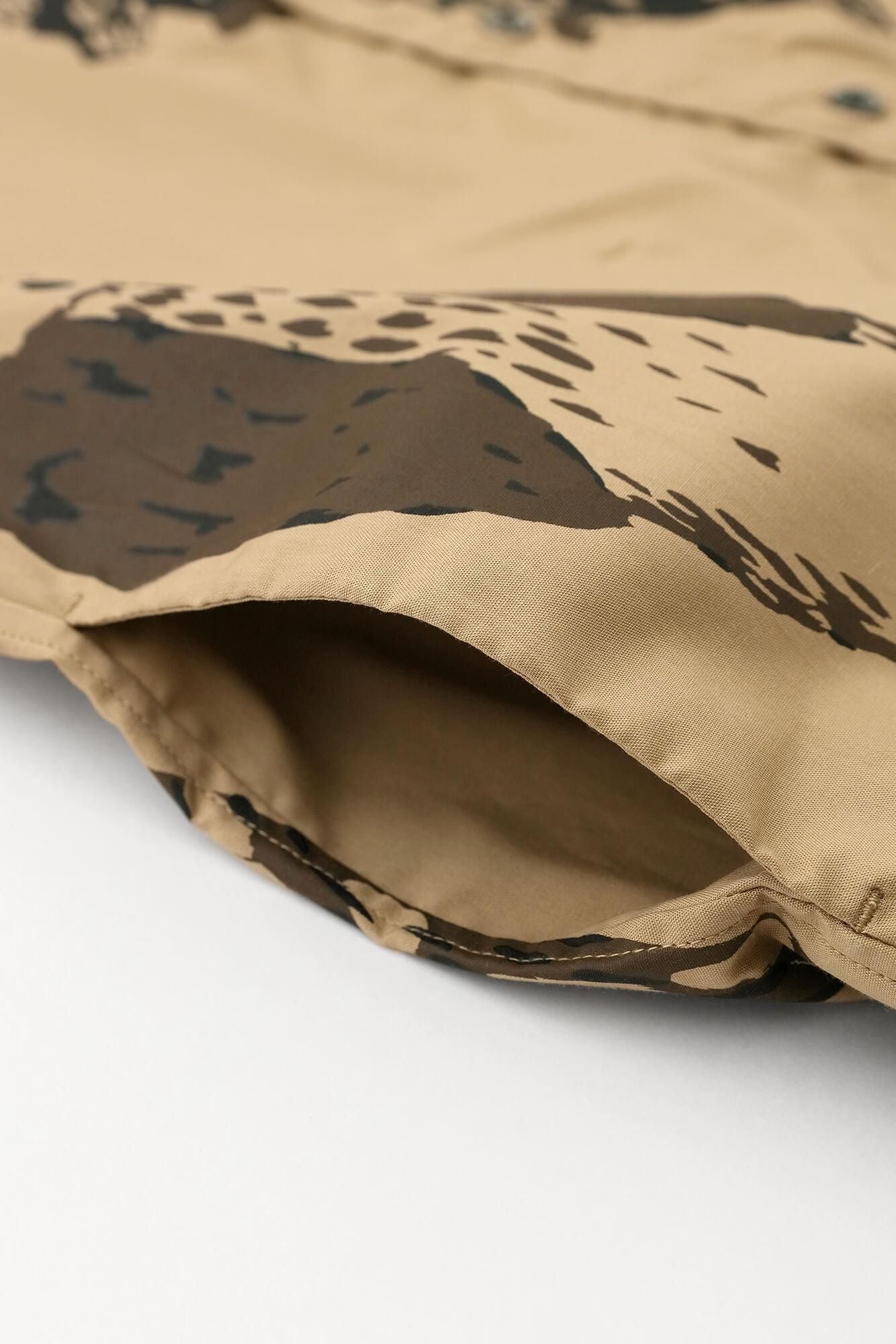 Cotton Tencel Stand Collar Long-sleeved Shirt SP / Owl Hazelnut Color