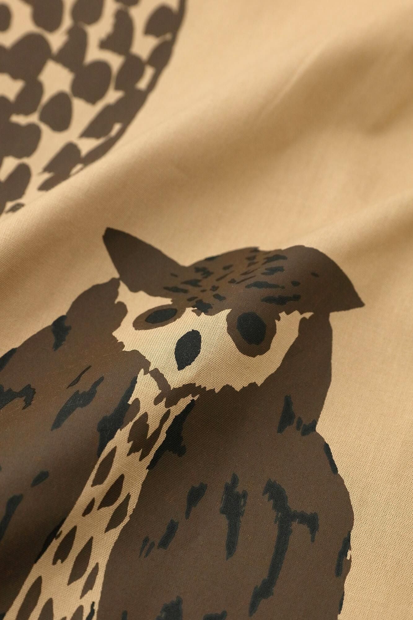 Cotton Tencel Stand Collar Long-sleeved Shirt SP / Owl Hazelnut Color