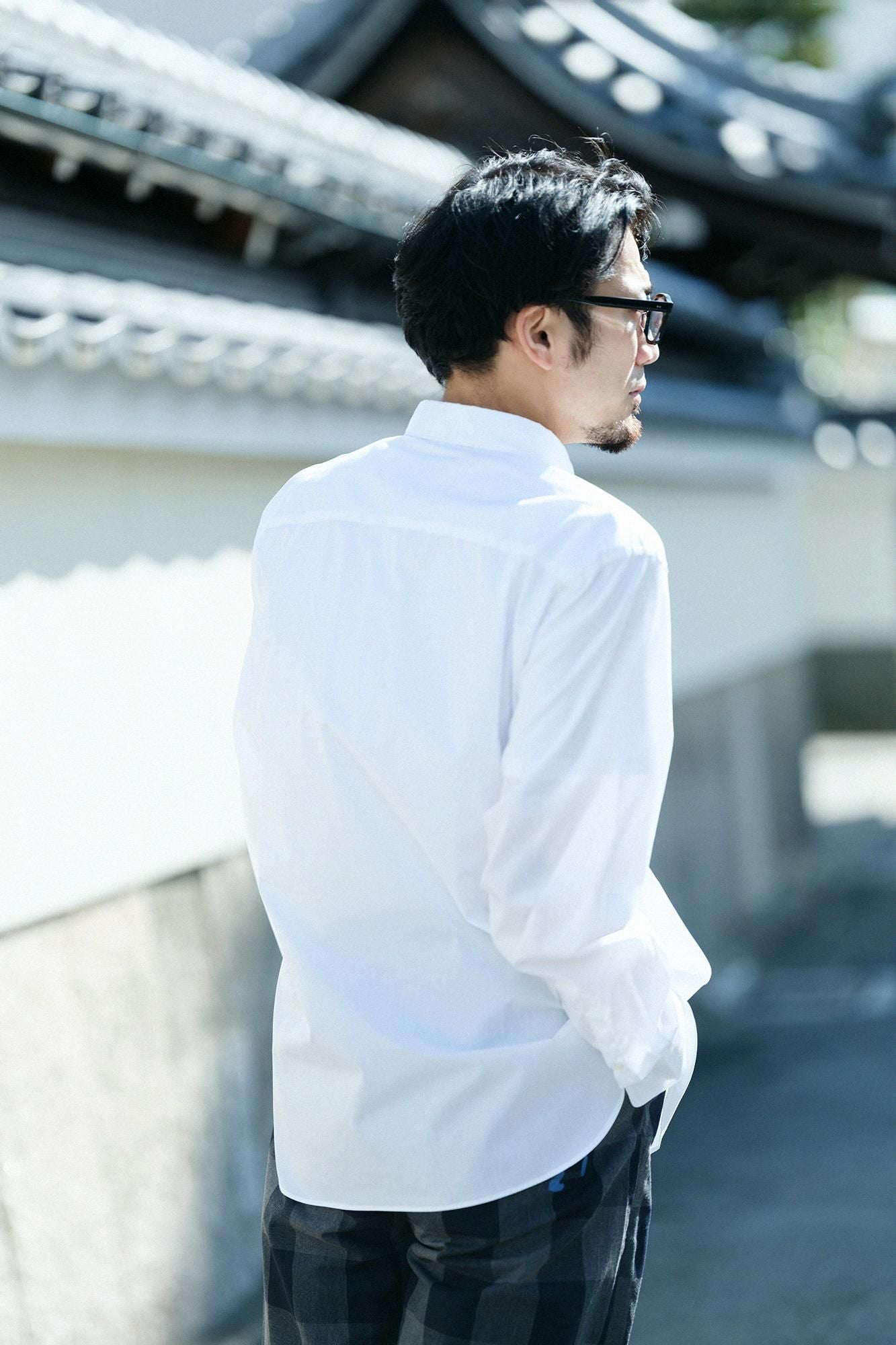 200雙線密織平紋布襯衫/白色