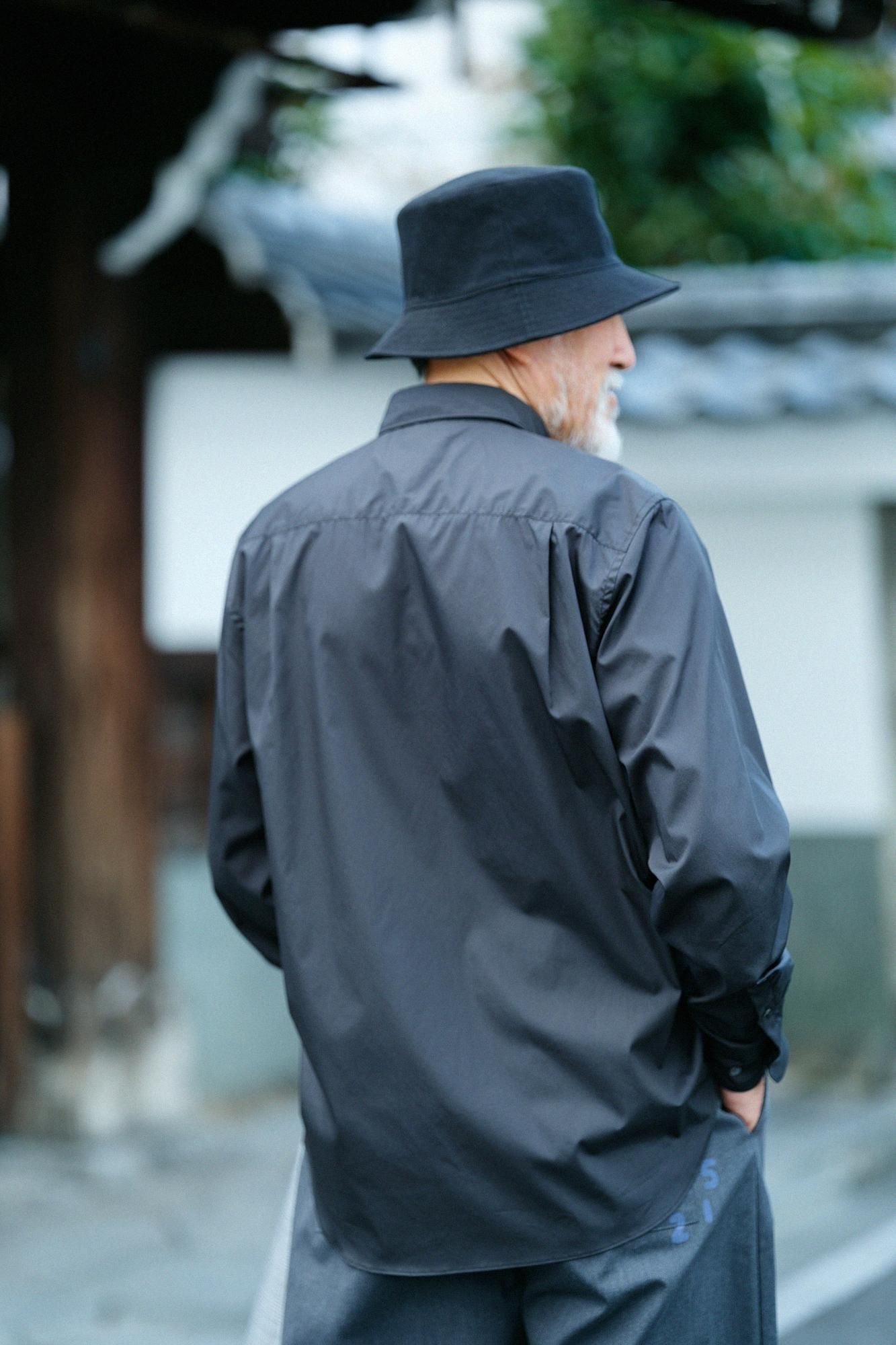 200雙線密織平紋布襯衫/黑色