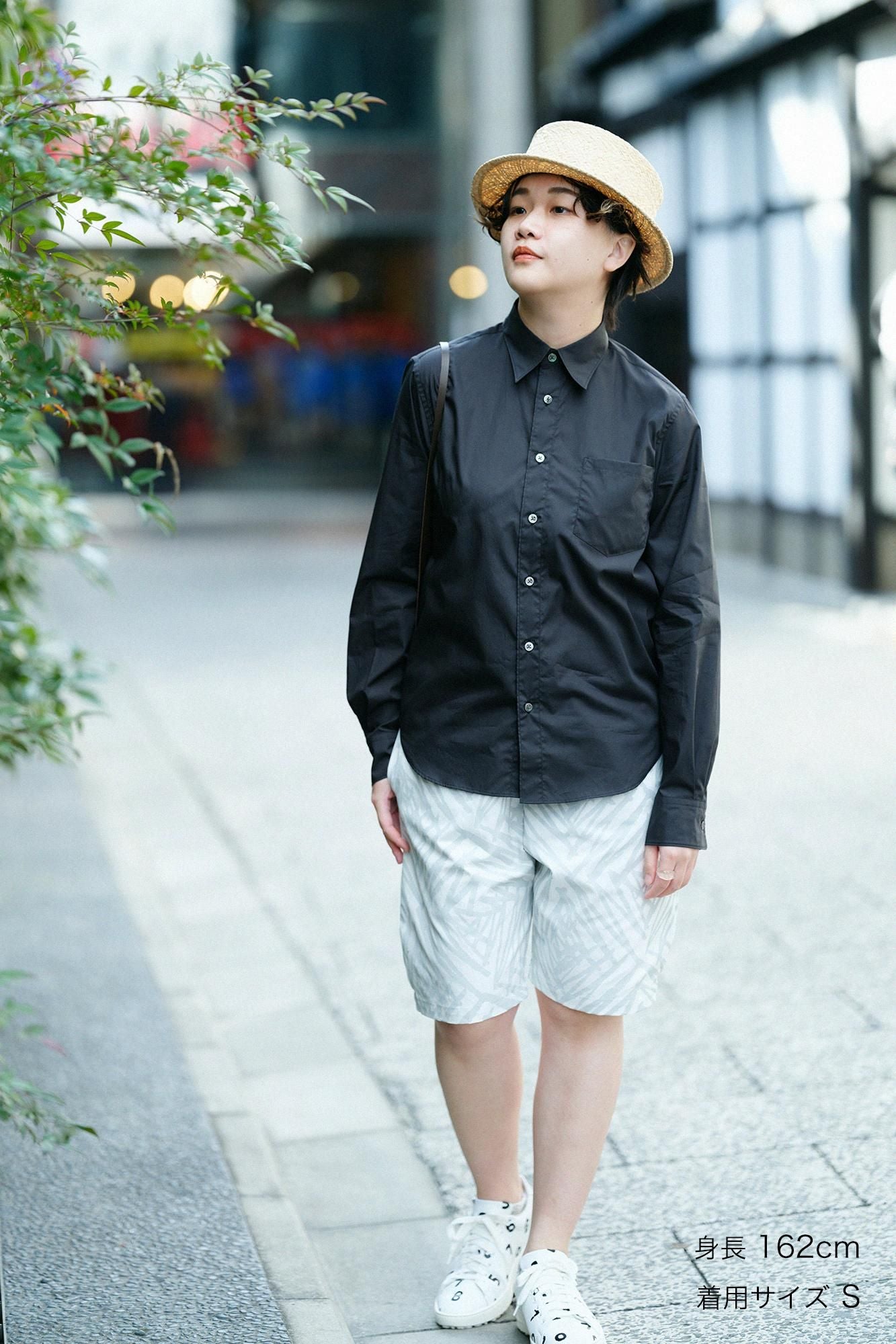 200雙線密織平紋布襯衫/黑色