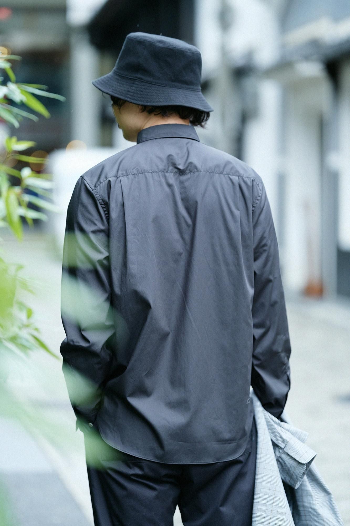 200雙線密織平紋布襯衫/黑色