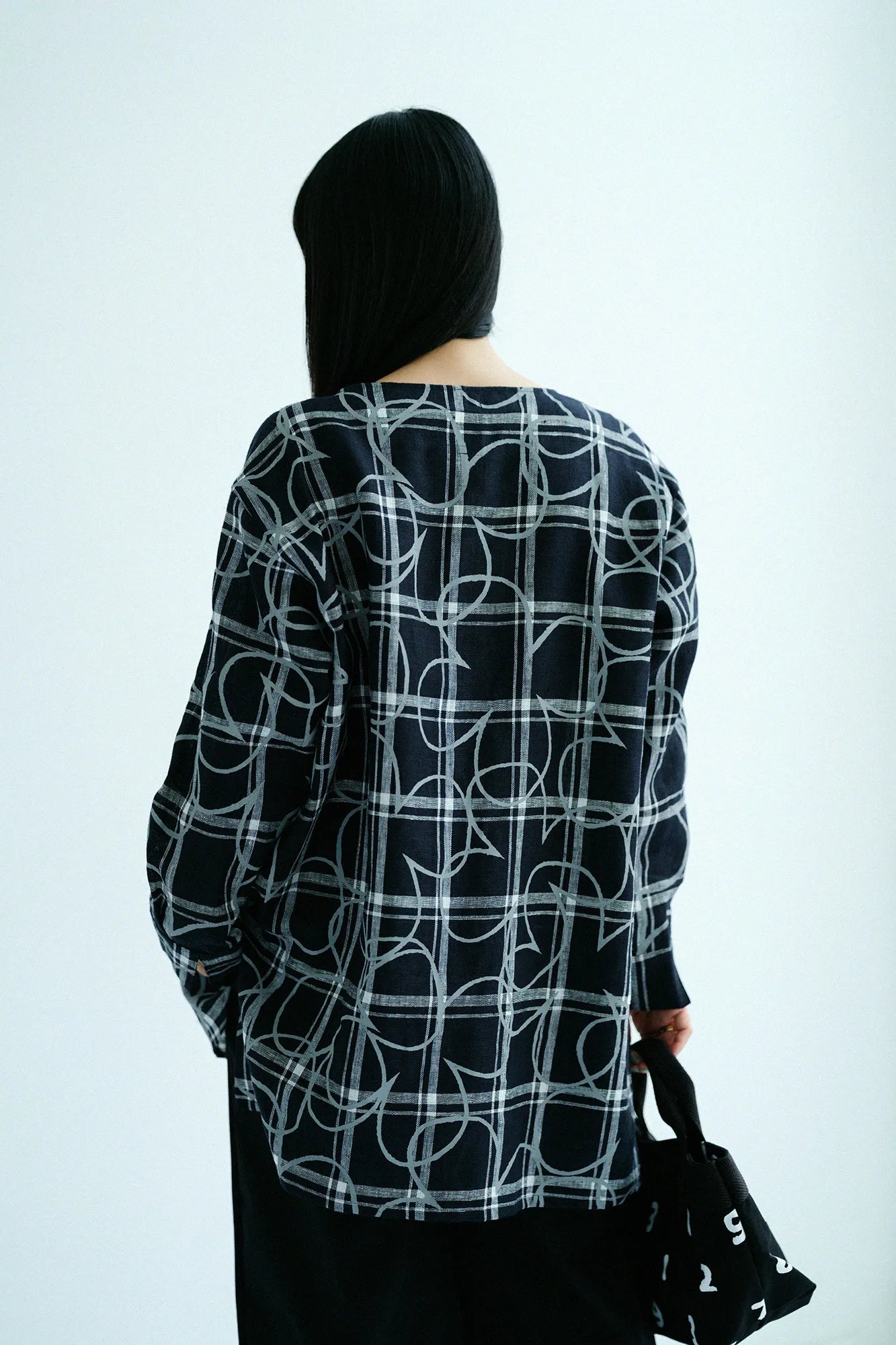 亚麻检查大束腰外衣/托比和边缘