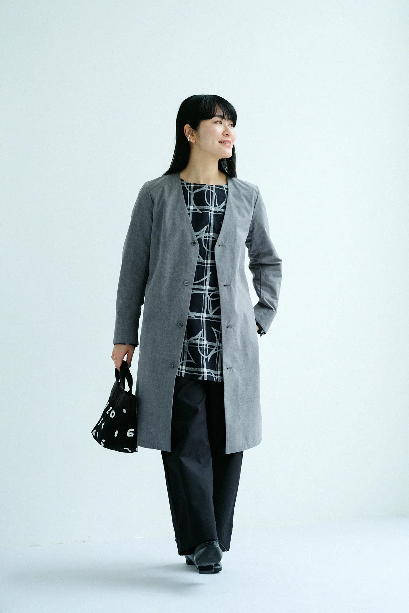 亚麻检查大束腰外衣/托比和边缘