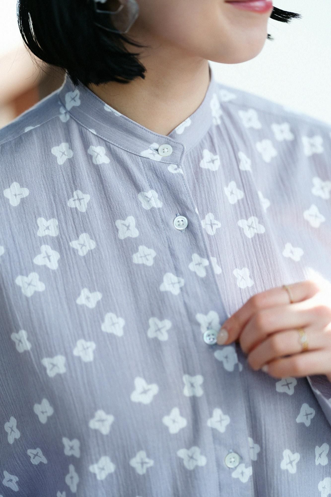 Chizimi Cotton 20/20 Gran Shirt Dress / Tiny Flowers