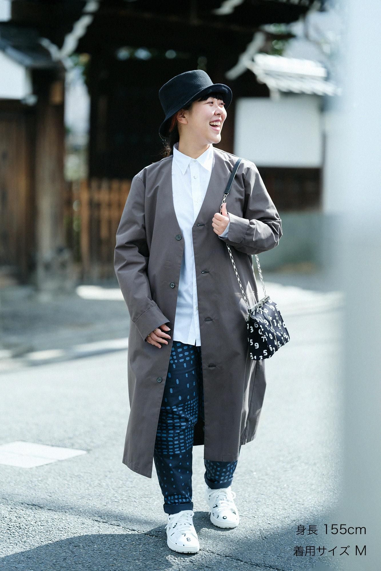 高密度卡其布休閒窄管長褲/敷石藍黑色