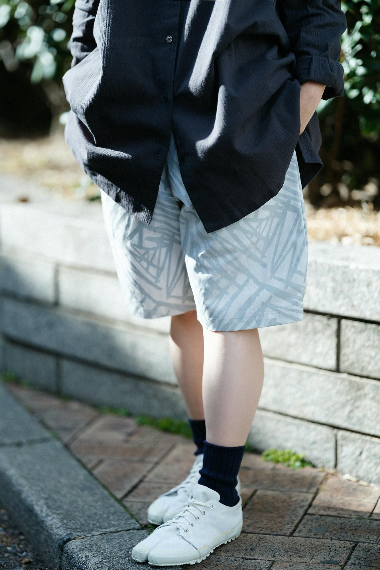 高密度Chino Blots简易短裤/锯齿状