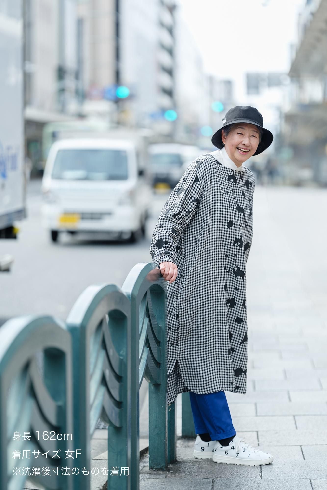 린넨 체크 그란 원피스/오오라카와 여백