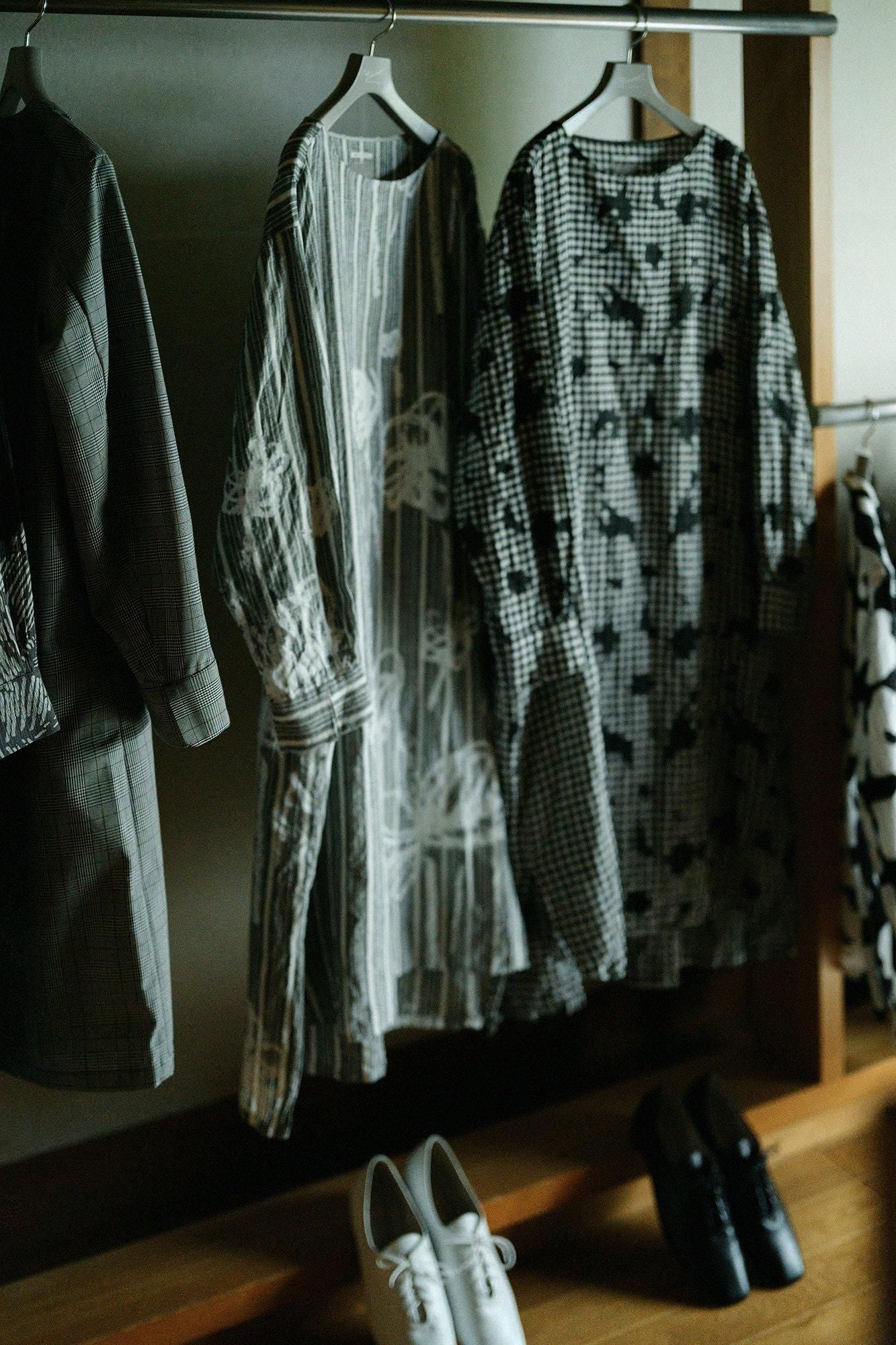 린넨 체크 그란 원피스/오오라카와 여백