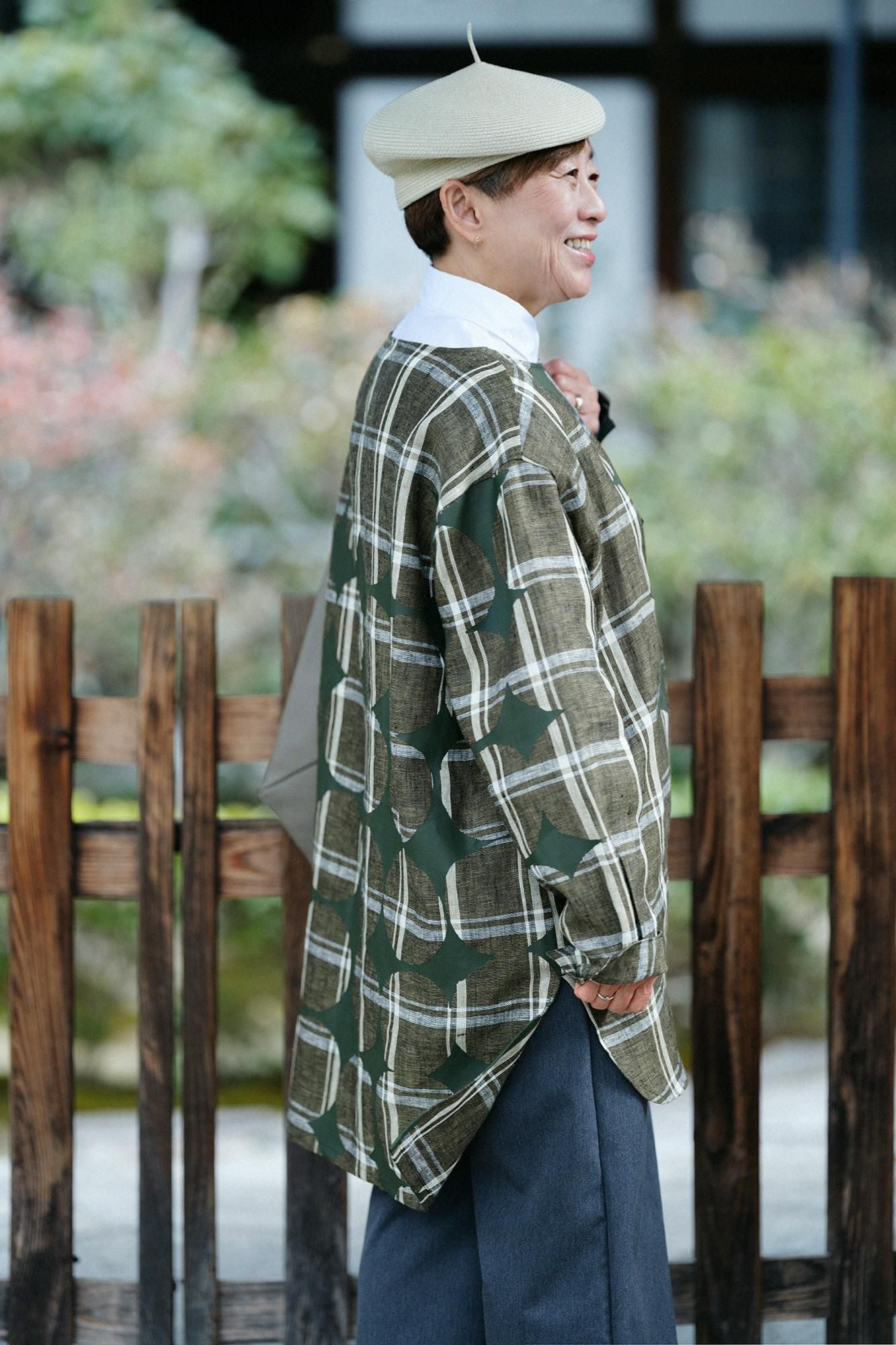 【Online】Linen Check Gran Tunic/Marbles and Blank