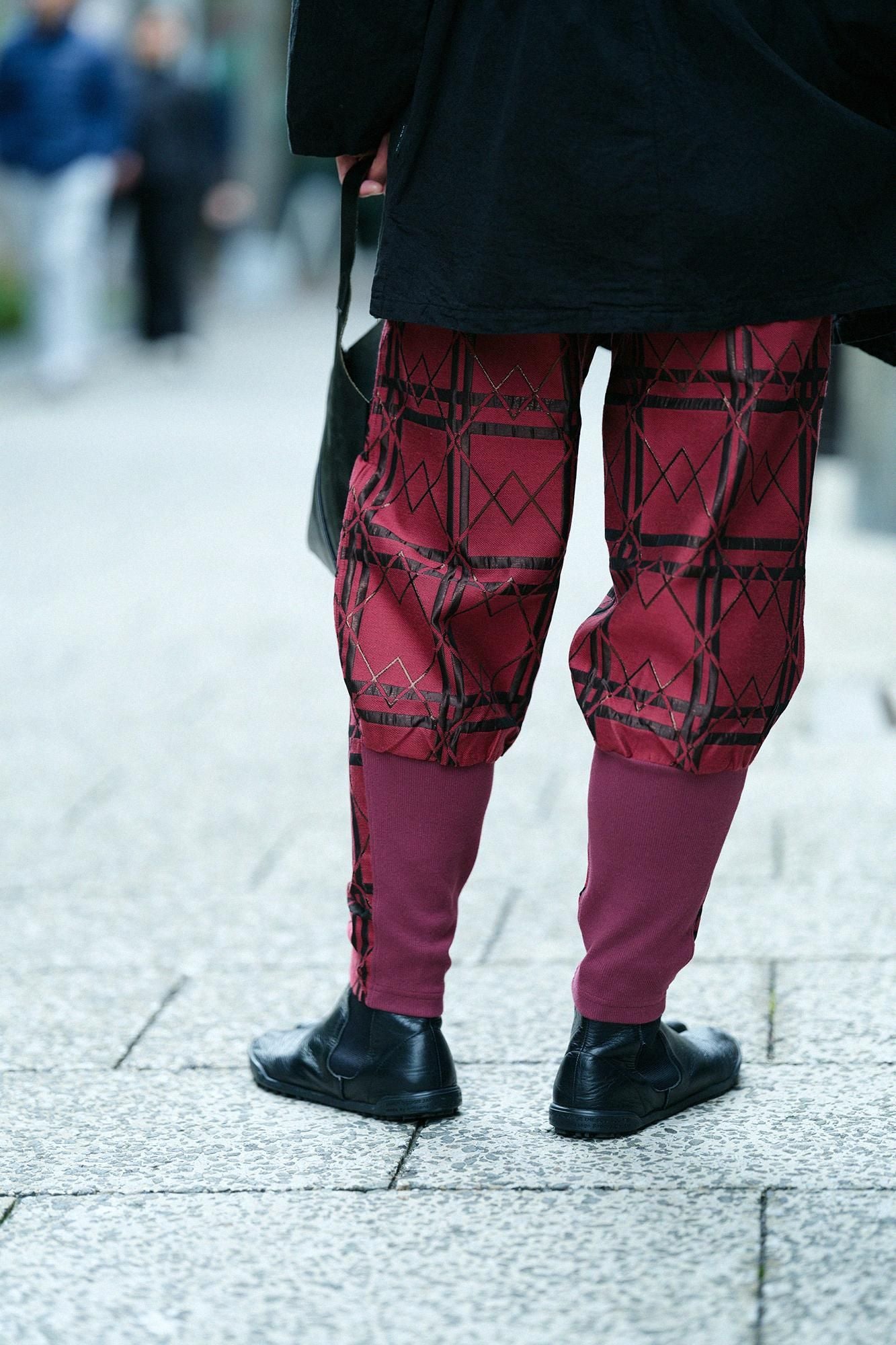 緹花哈倫褲/胭脂紅