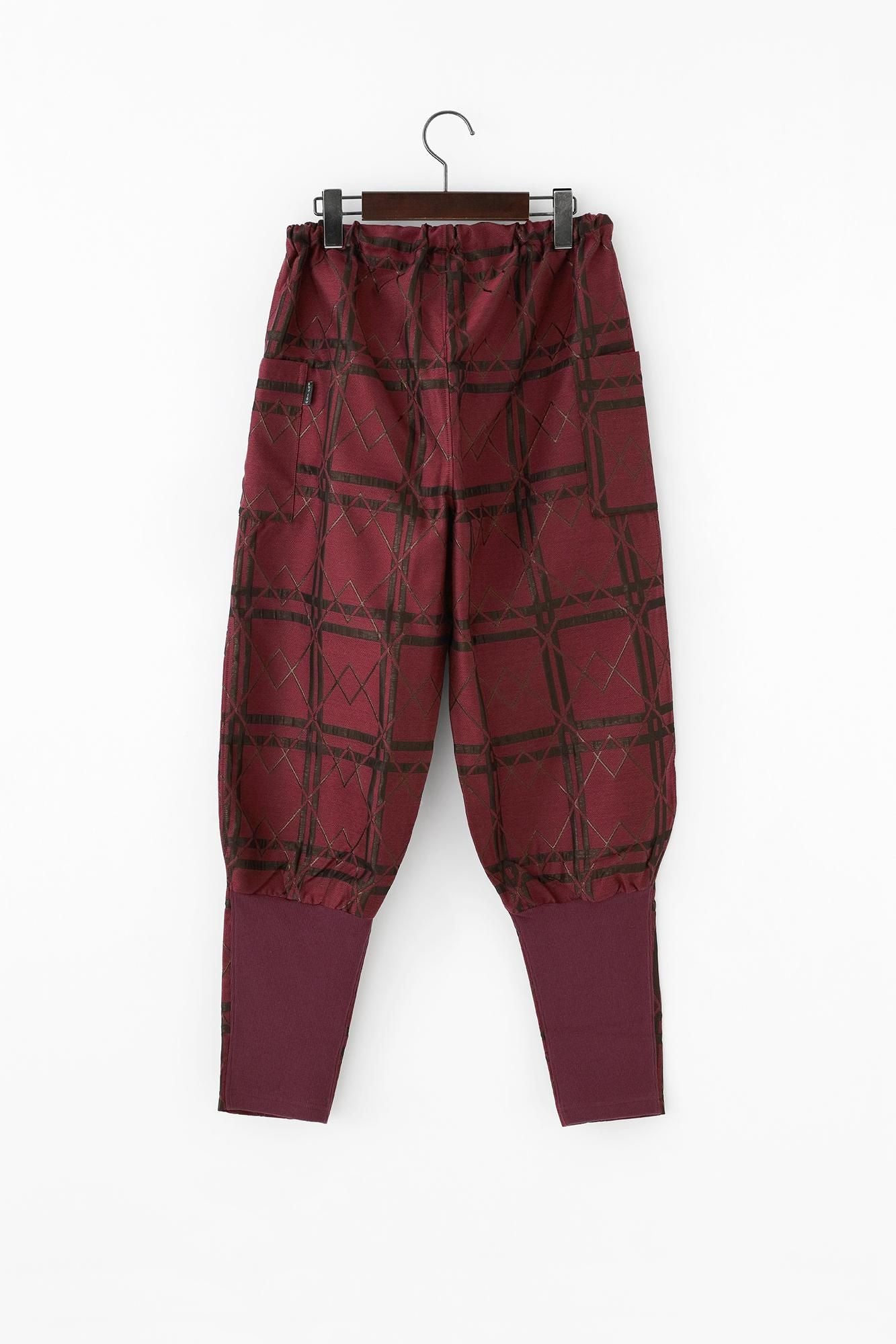 緹花哈倫褲/胭脂紅