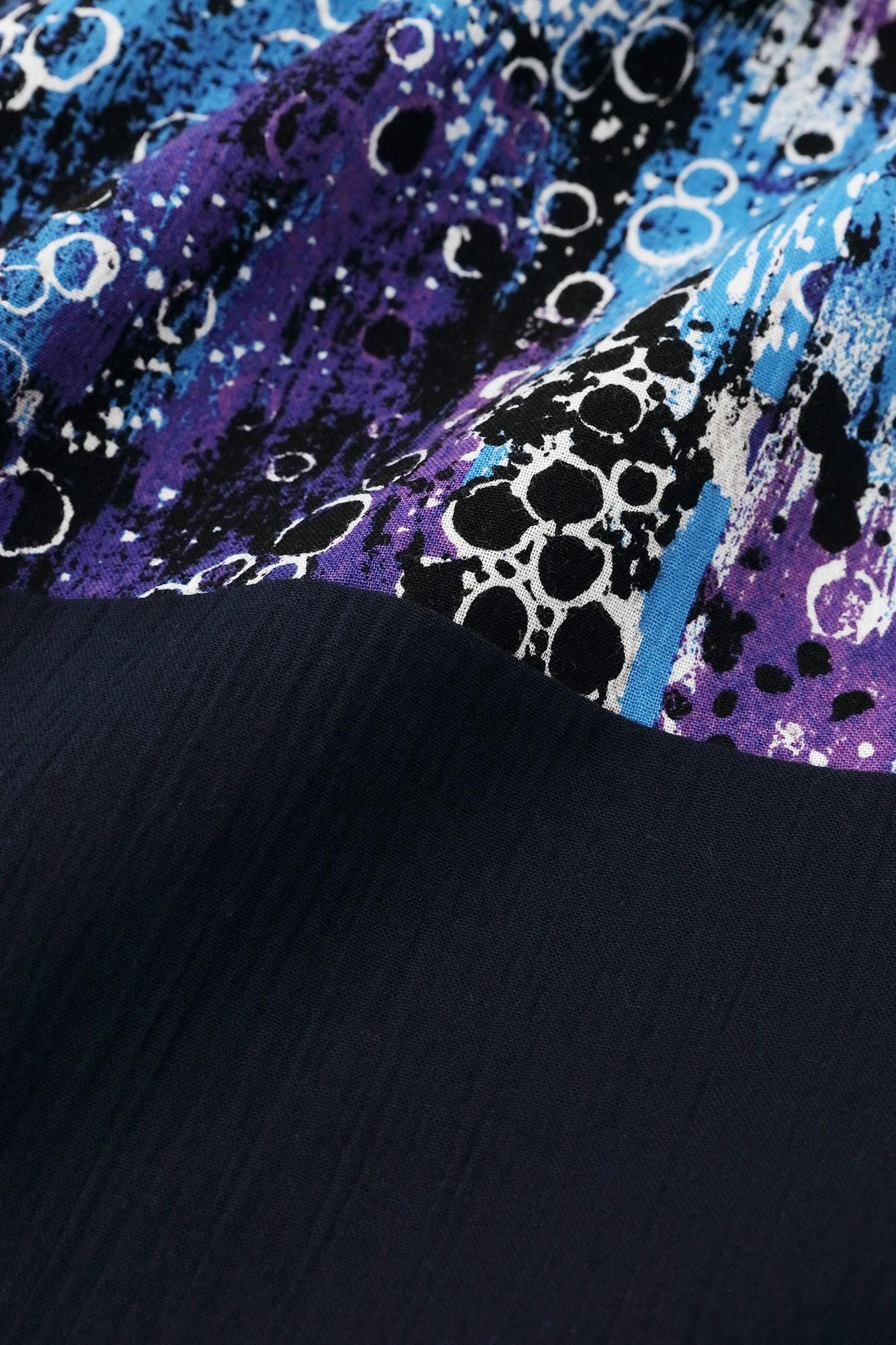 高島縮棉 20/20 方形上衣 雙色 肩紋樣/天目×藍黑色