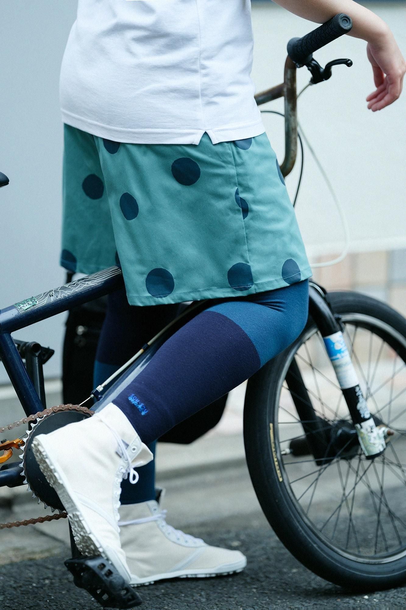 Twill BIKE Culottes / Polka Dots Mara Greyish Green