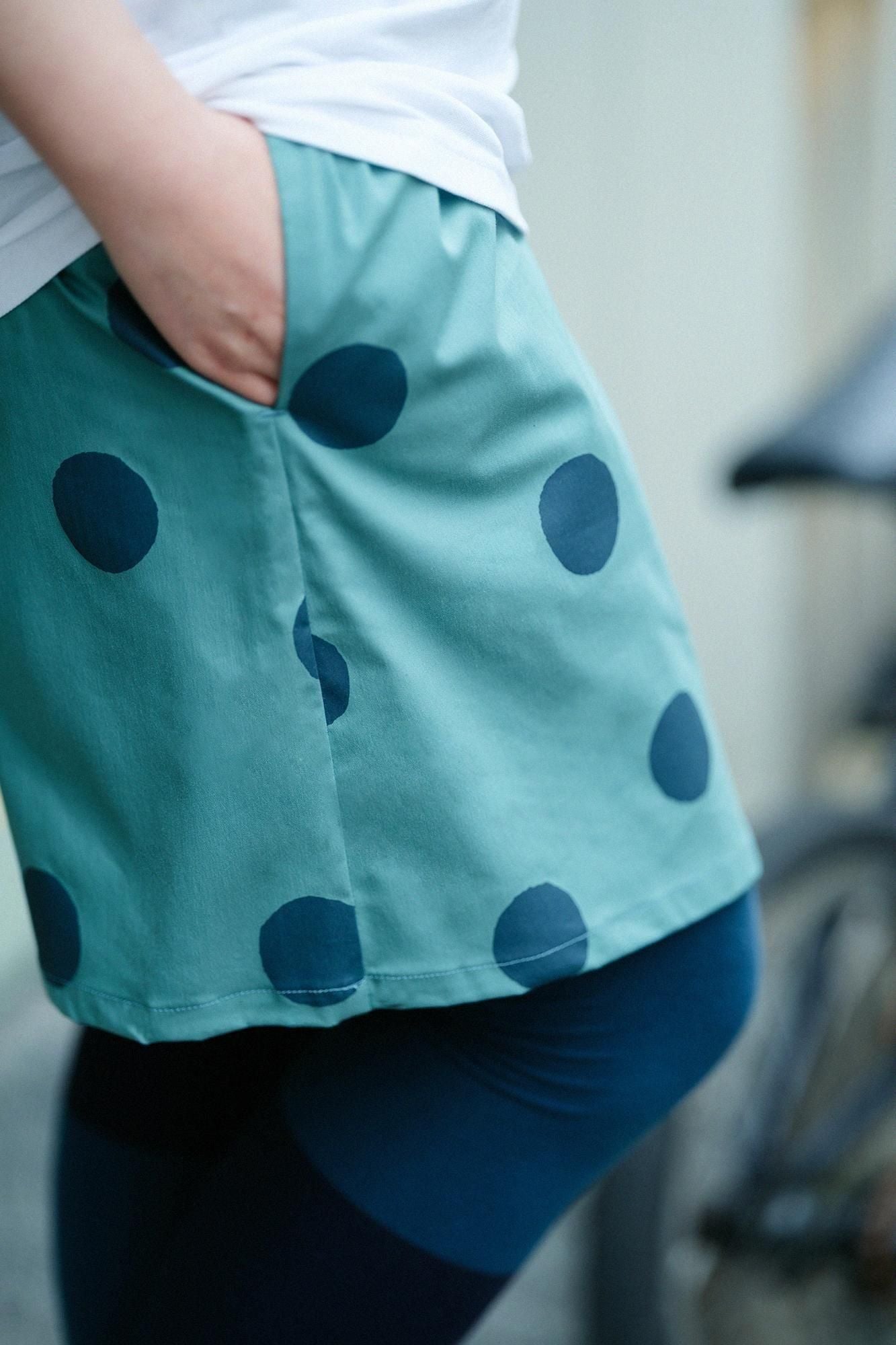 Twill BIKE Culottes / Polka Dots Mara Greyish Green
