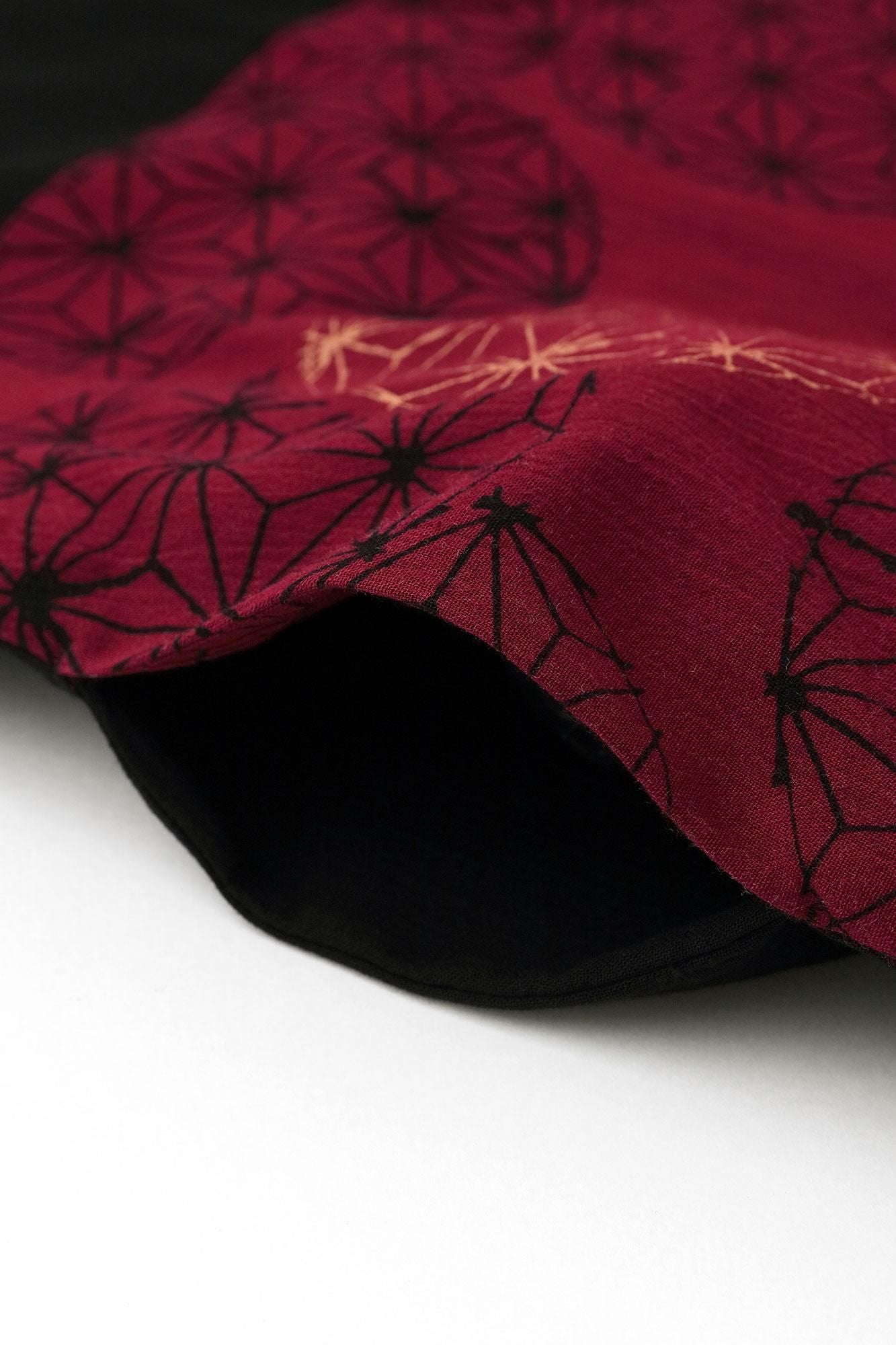 高島縮棉 20/20 長方形洋裝 雙色 下襬圖案/黑色×麻鞠