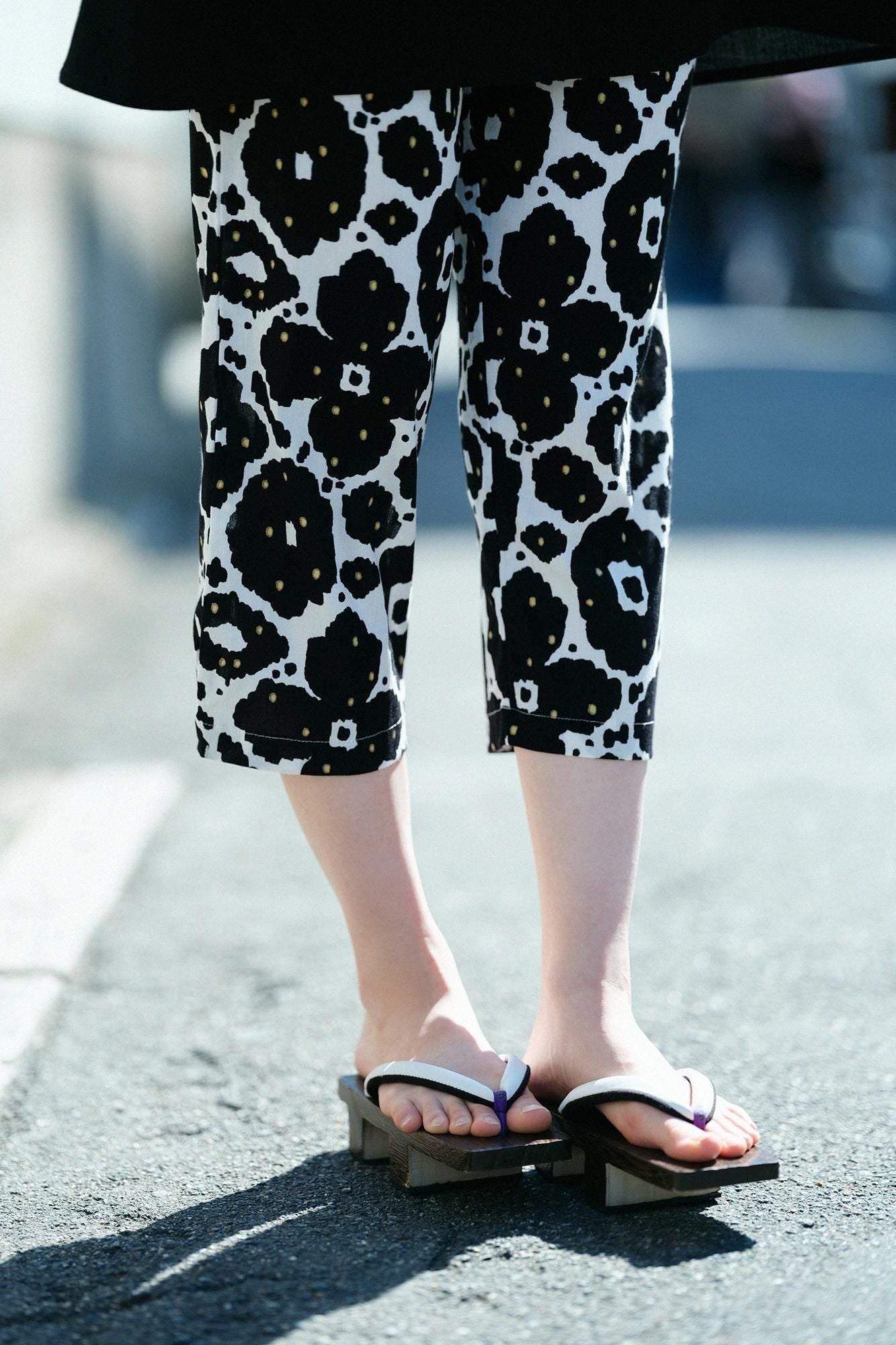 高島縮棉 40/40 細腿褲/花裝飾