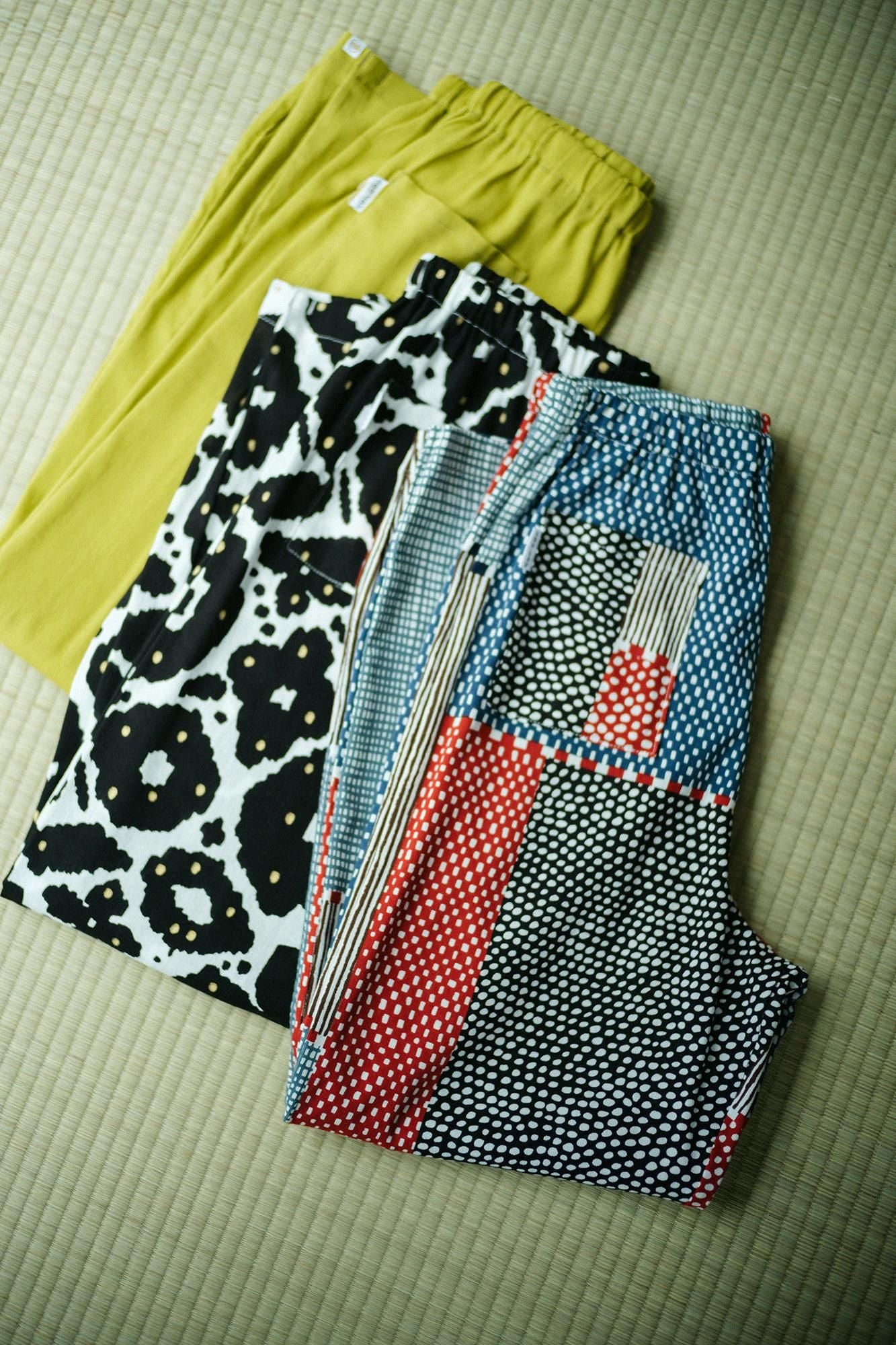 高島縮棉 40/40 細腿褲/花裝飾