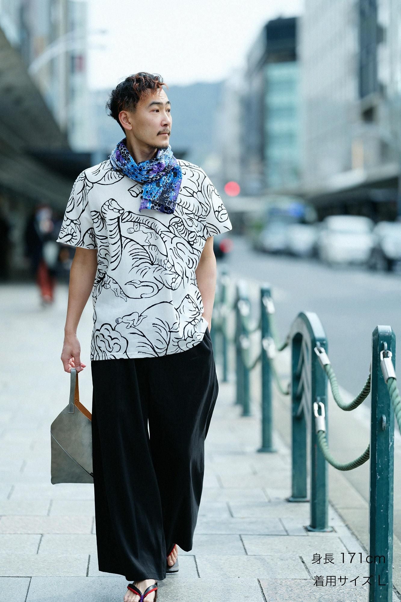 高島縮棉 40/40 短袖上衣/flying elephants