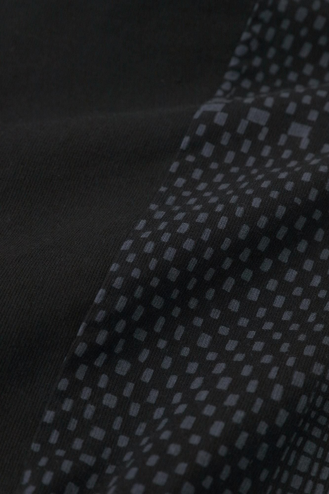 高島縮棉 40/40半衿風靡雙色/黑色×點線