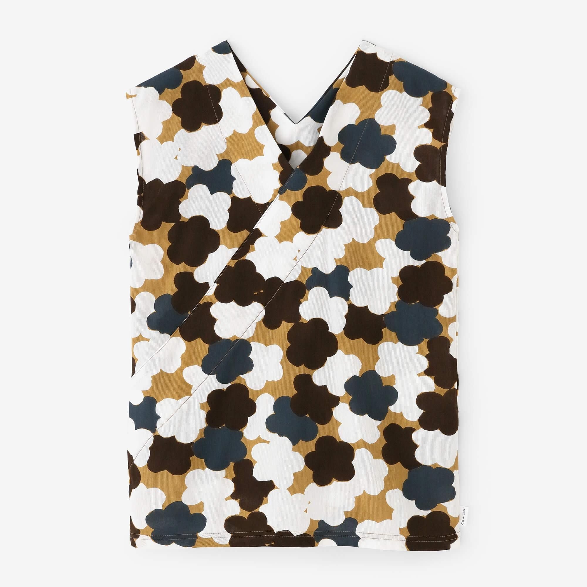 Chizimi Cotton 40/40 V-neck Shirt / Kenzan Covered Box with a Design o