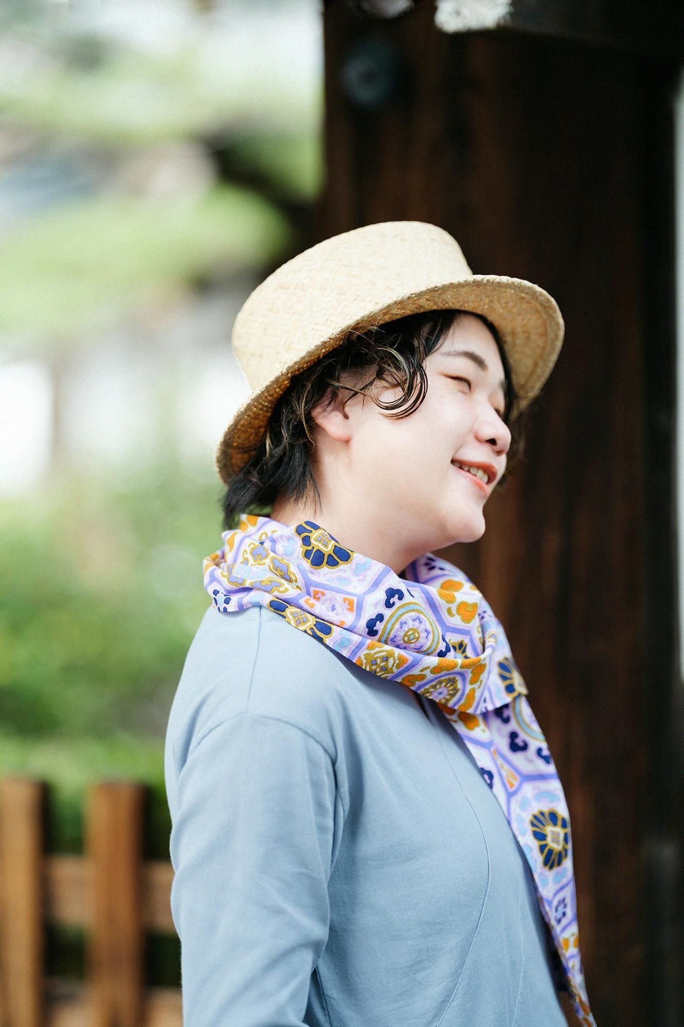 伊勢木綿 くびまき 短丈/華麗 (かれい)紅藤色(べにふじいろ)