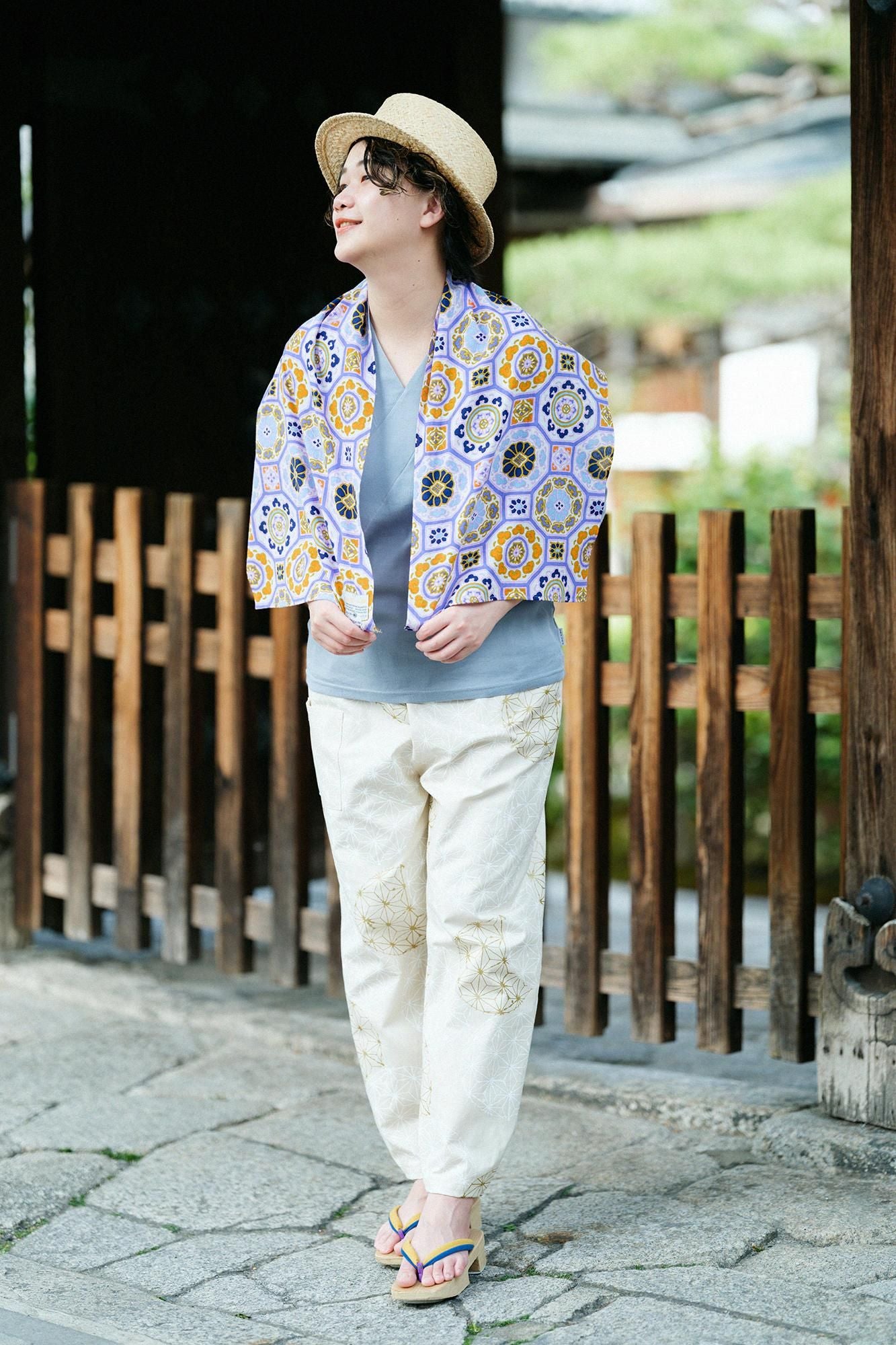 伊勢木綿 くびまき 短丈/華麗 (かれい)紅藤色(べにふじいろ)