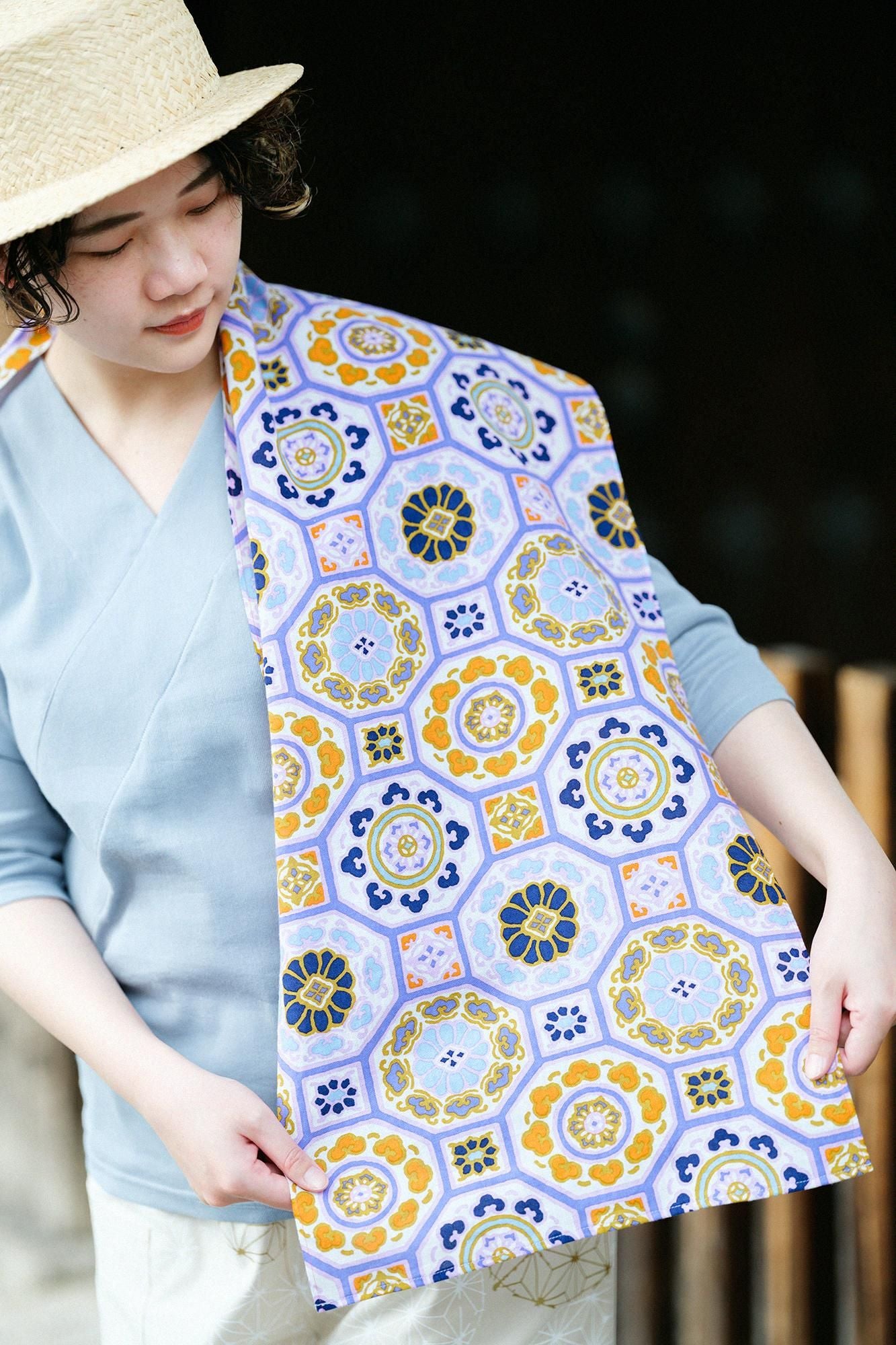 伊勢木綿 くびまき 短丈/華麗 (かれい)紅藤色(べにふじいろ)