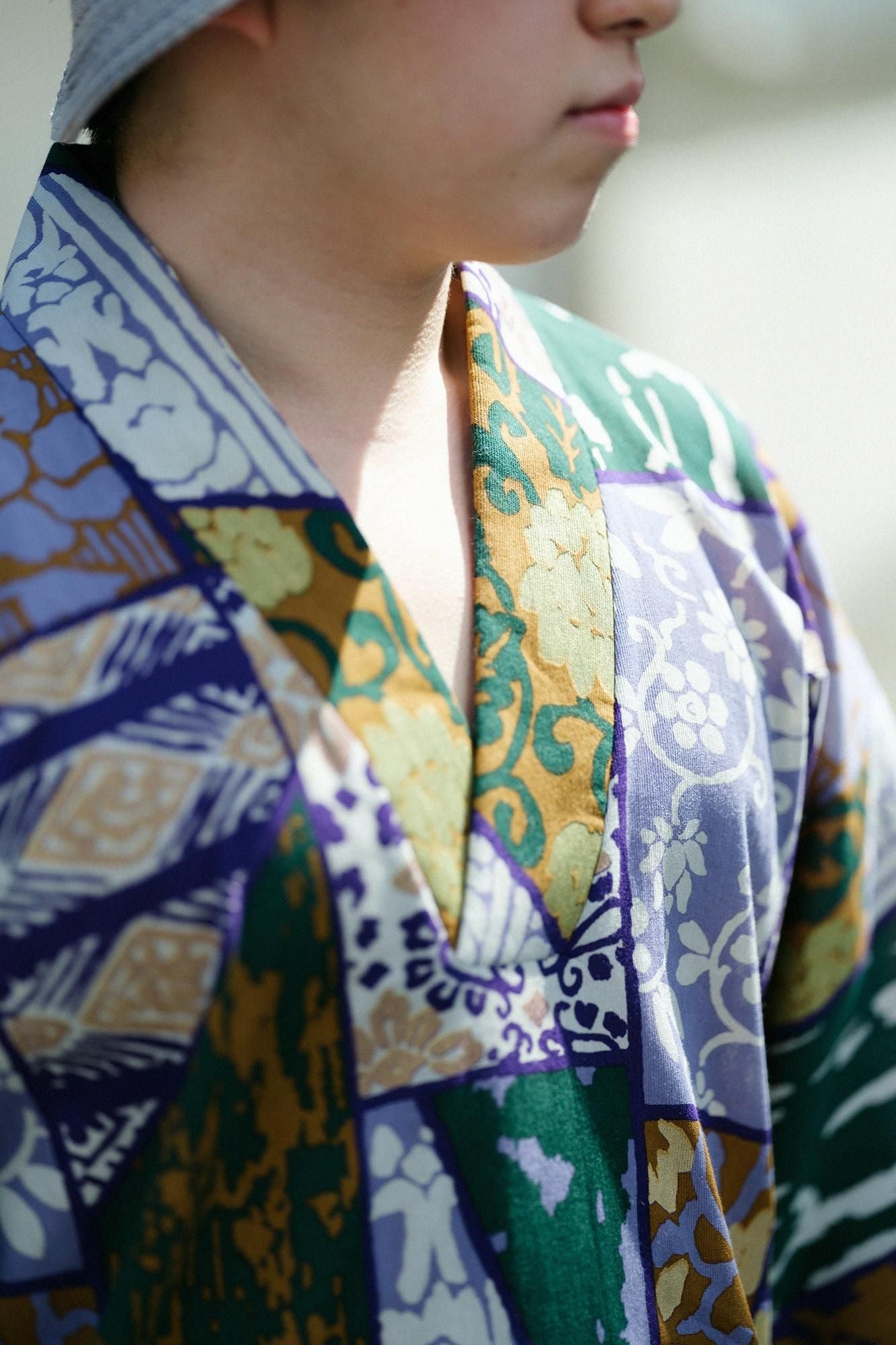 高島縮棉 40/40風靡 上衣/金銀襴緞子等縫合胴服 再現