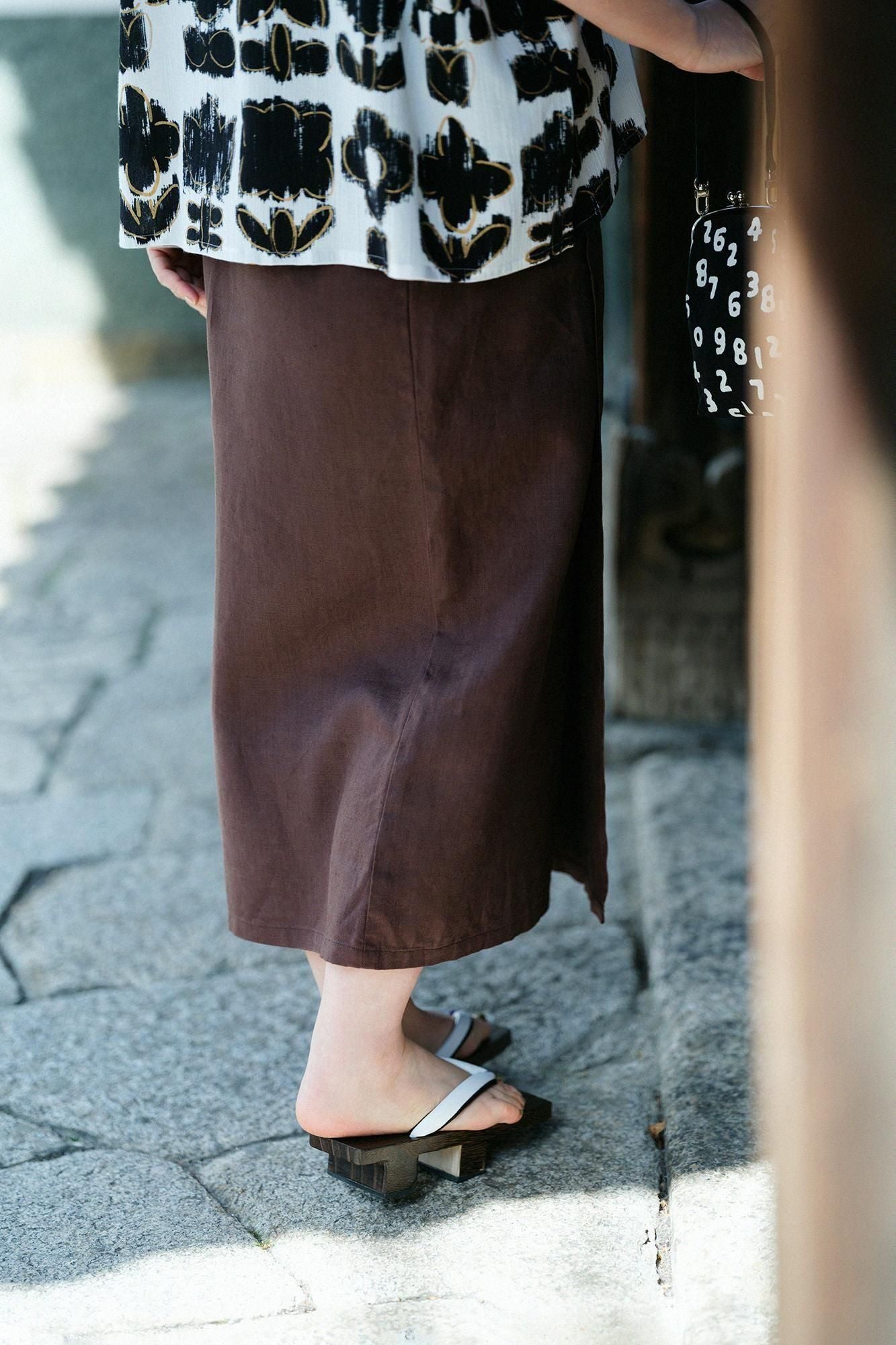 【官網限定】麻 裹裙/棕色