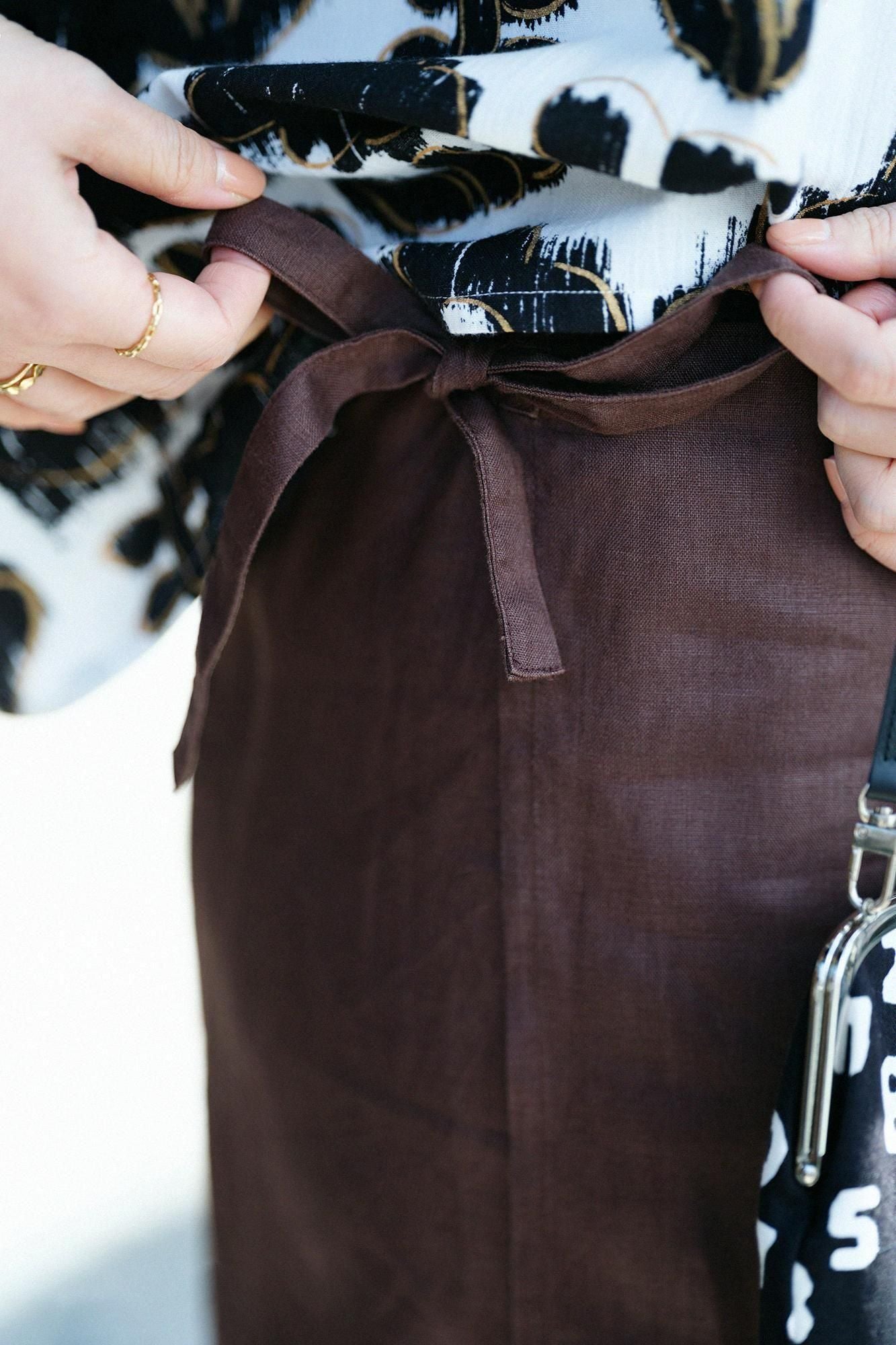 【官網限定】麻 裹裙/棕色