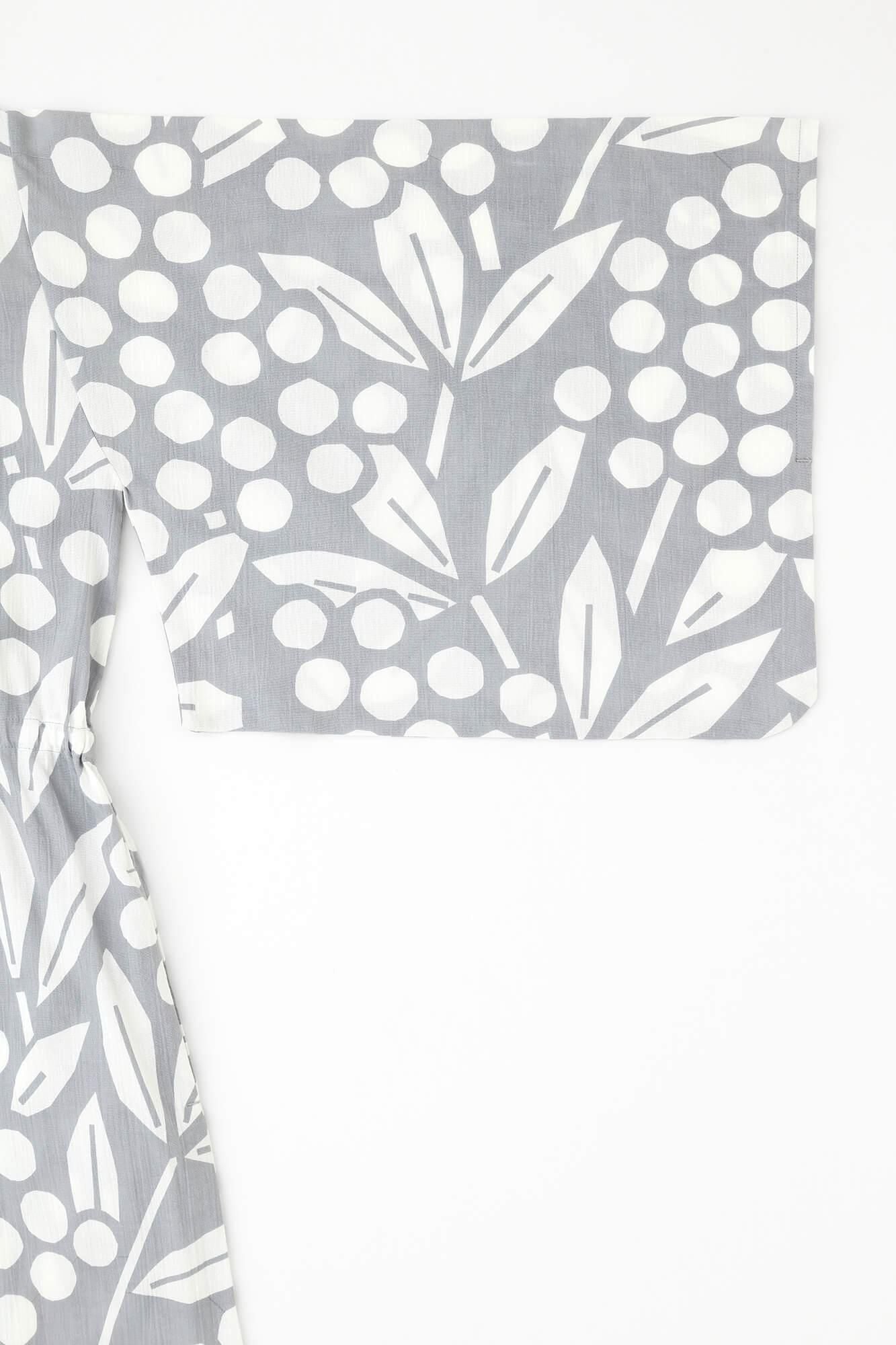 Chizimi Cotton 20/20 Double V-neck Summer Kimono Dress / Nandina Bamboo