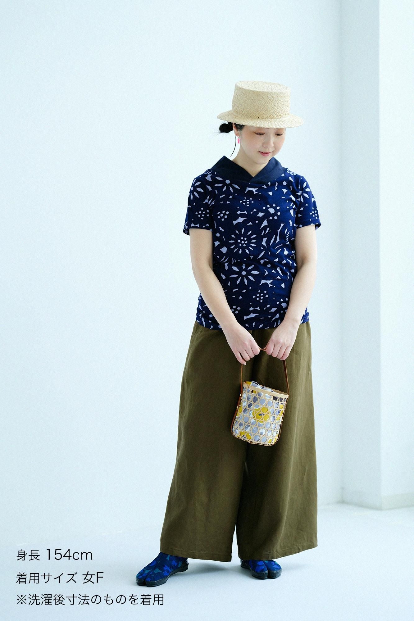 麻 闊腿褲/橄欖綠