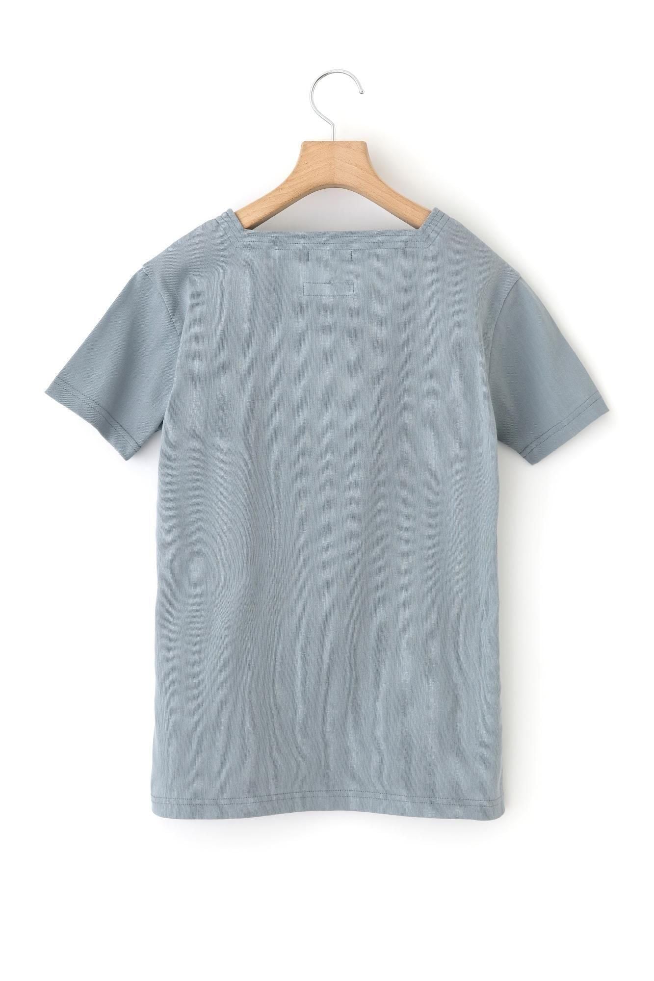 Chizimi Cotton 40/40 Square Neck Shirt Short Sleeve/WedAsagi (water asagi)