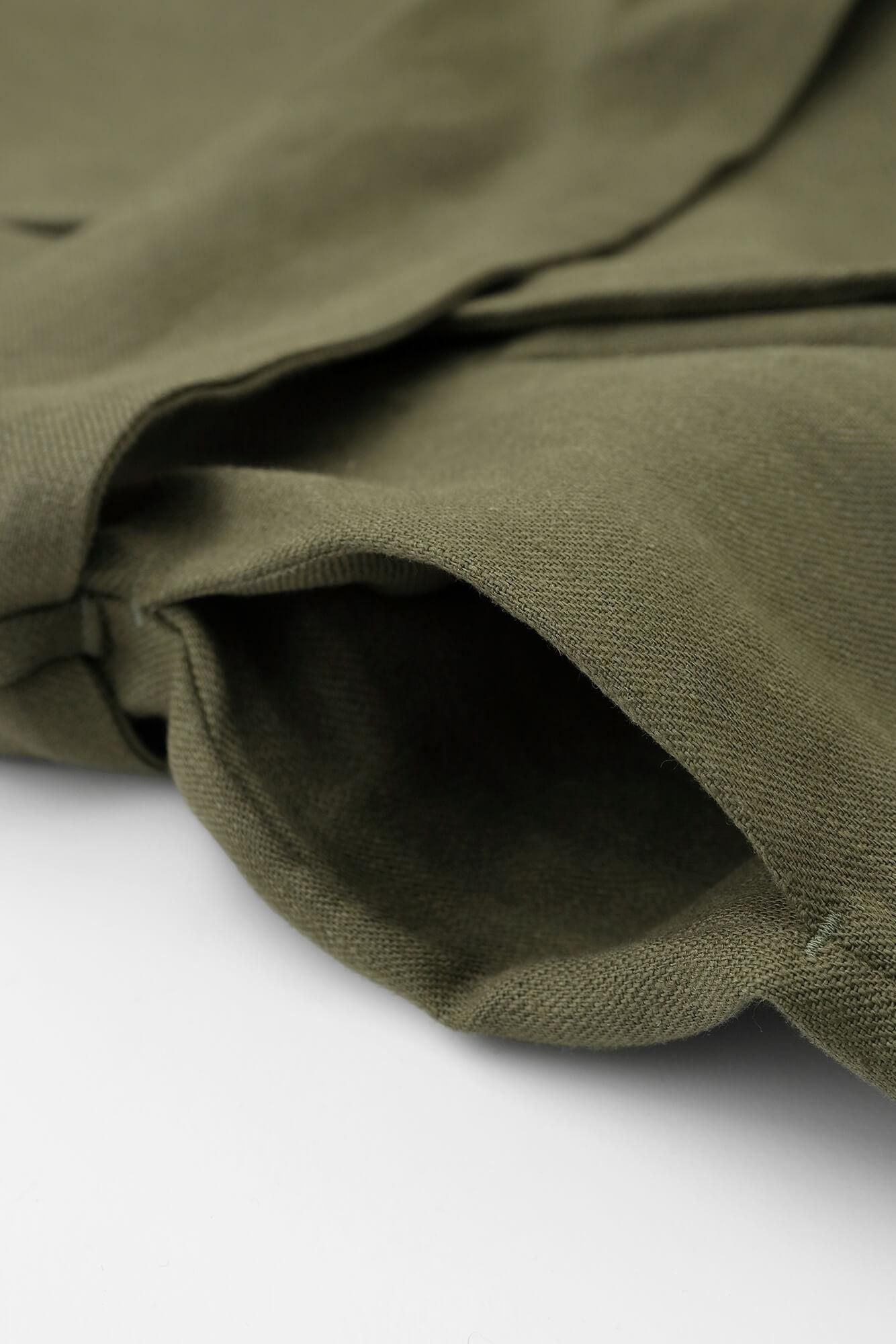 麻 斜紋織 丹前外套 單層/橄欖綠